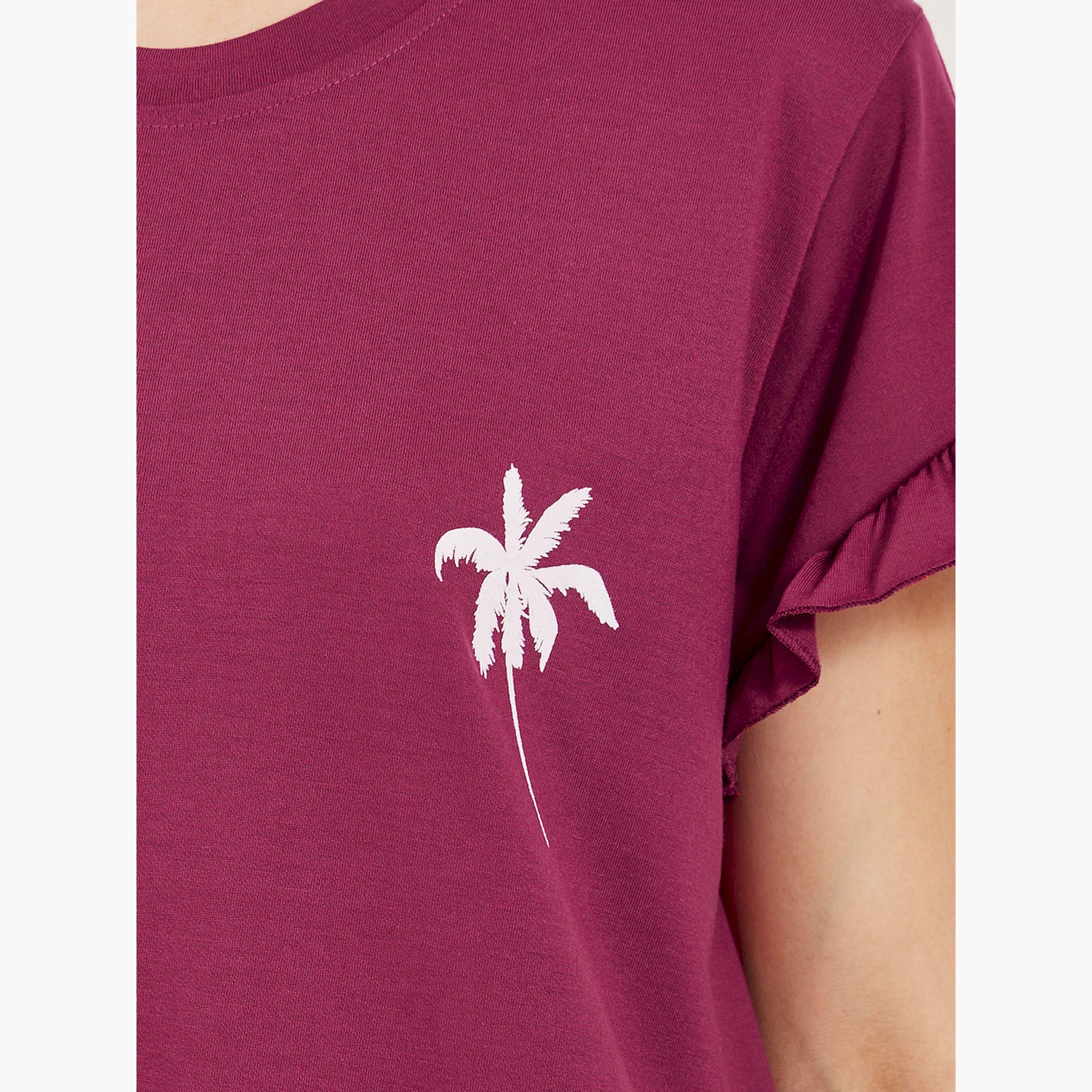 Styli Burgundy Short Sleeve Nightdress-women-clothing-nightwear-nighties-image-4