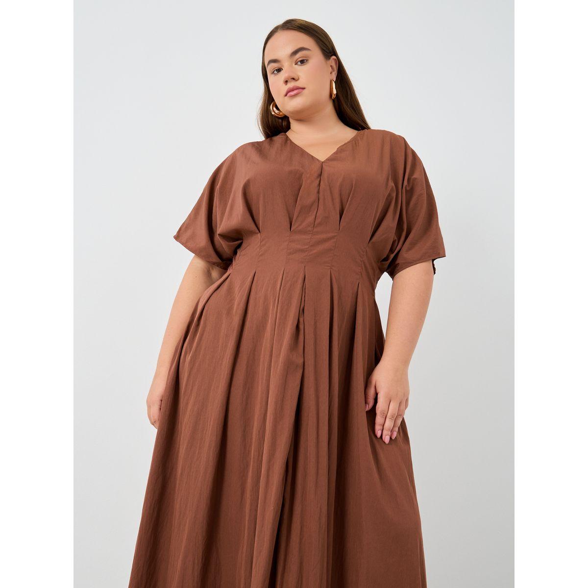 فستان طويل بمقاس كبير وأكمام قصيرة-women-clothing-dresses-image-3