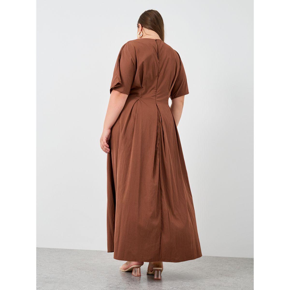 فستان طويل بمقاس كبير وأكمام قصيرة-women-clothing-dresses-image-5