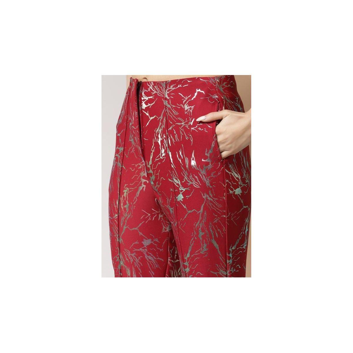 Kassually X Styli  Foil Print Regular Fit Blazer and Tapered Pants Co-Ords-women-clothing-coordsets-image-7