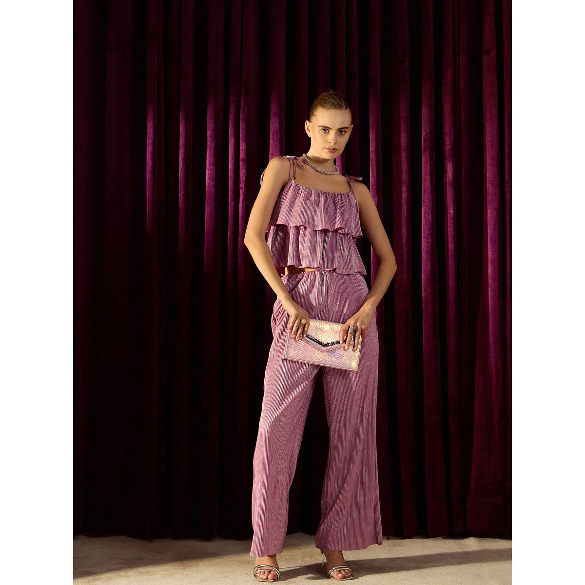Kassually X Styli  Plisse Ruffled Top and Wide Leg Pants Co-Ords-women-clothing-coordsets-image-1