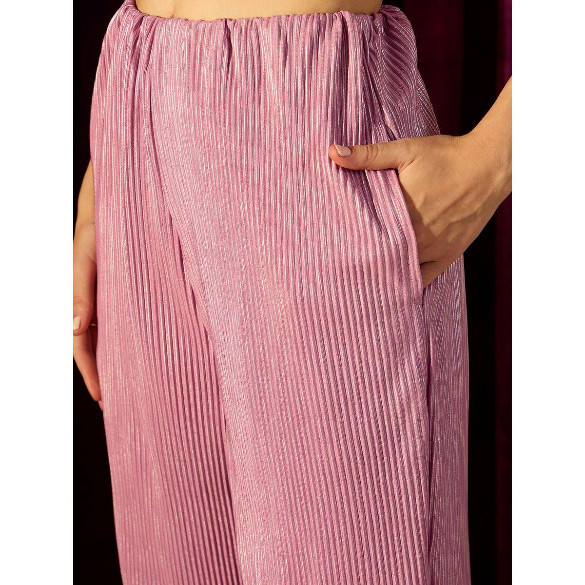 طقم منسق من بنطال بأرجل واسعة وبلوزة بليسيه بكشكش كَسوالي × ستايلي-women-clothing-coordsets-image-7