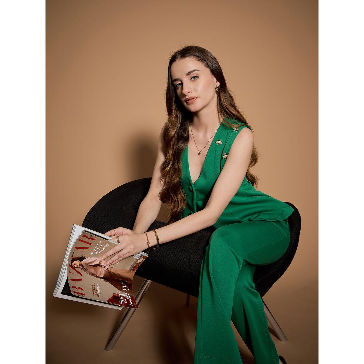 Kassually X Styli  Solid Peplum Style Waistcoat and Slim Fit Pants Co-Ords-women-clothing-coordsets-image-7