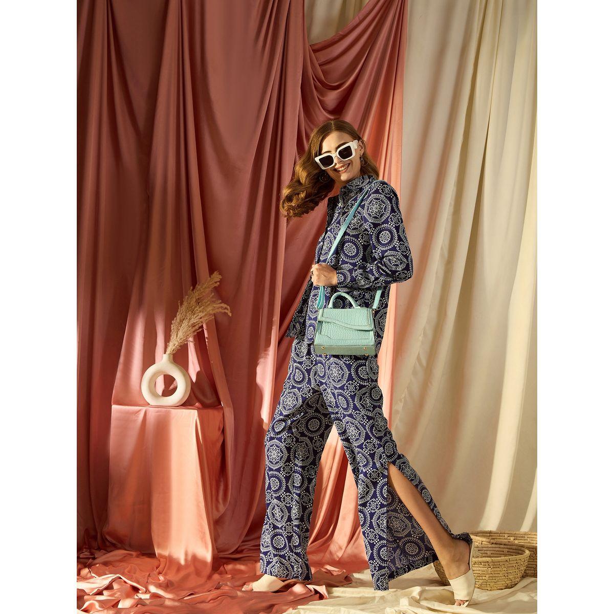 Kassually X Styli  All Over Print Shirt and Side Slit Detail Pants Co-Ords-women-clothing-coordsets-image-1