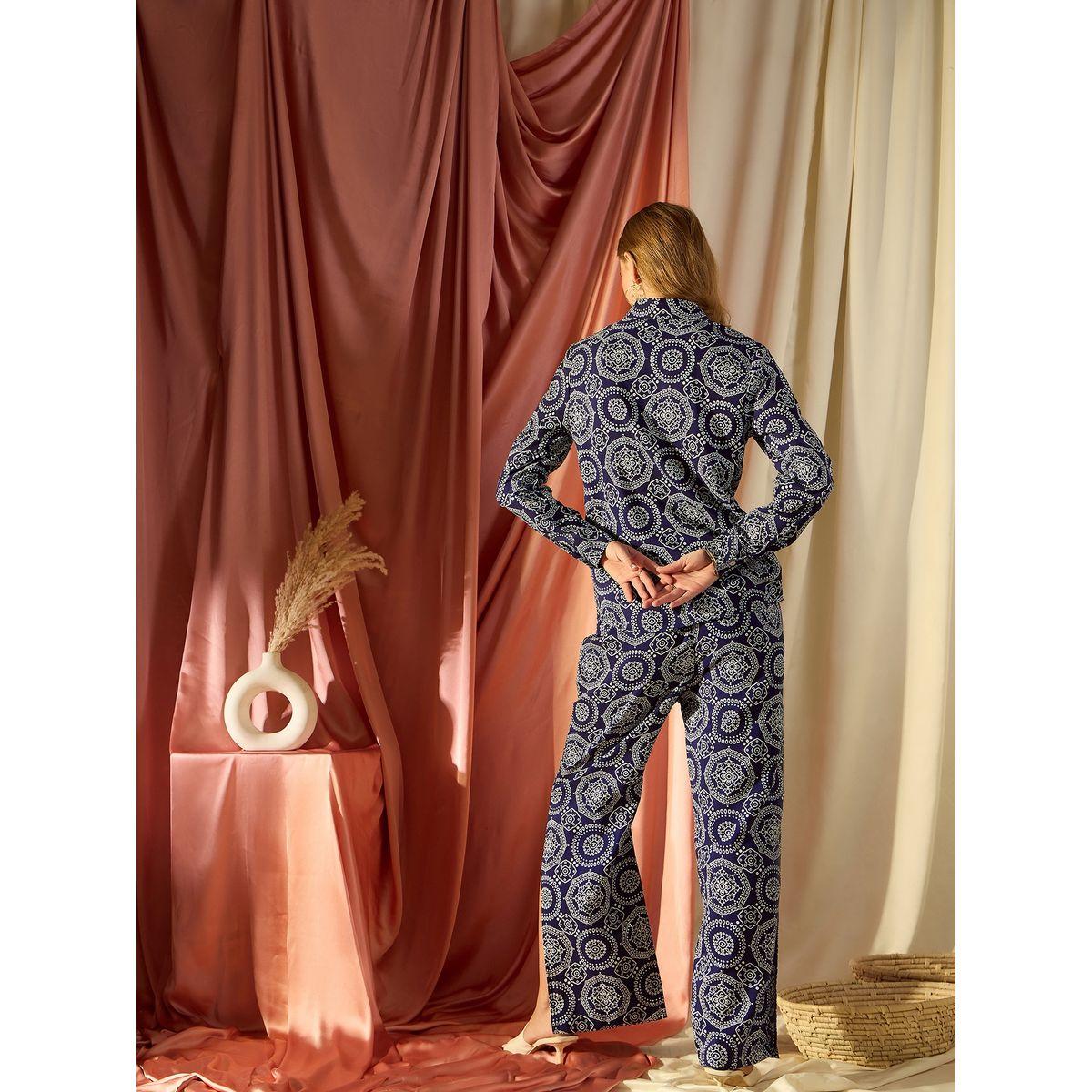 Kassually X Styli  All Over Print Shirt and Side Slit Detail Pants Co-Ords-women-clothing-coordsets-image-2