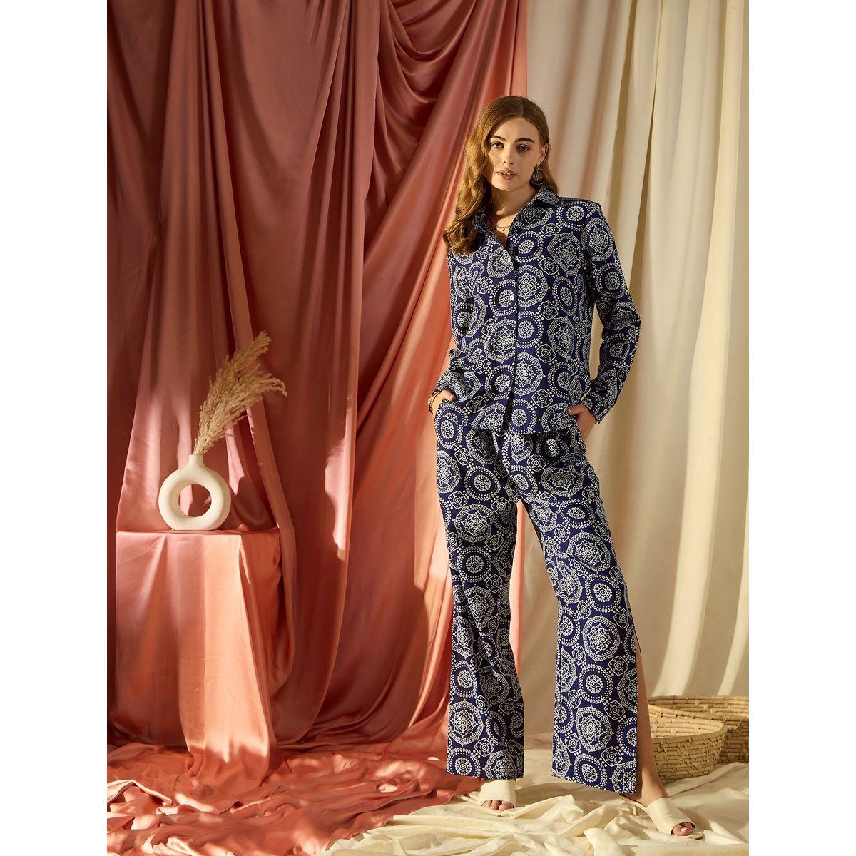 Kassually X Styli  All Over Print Shirt and Side Slit Detail Pants Co-Ords-women-clothing-coordsets-image-8