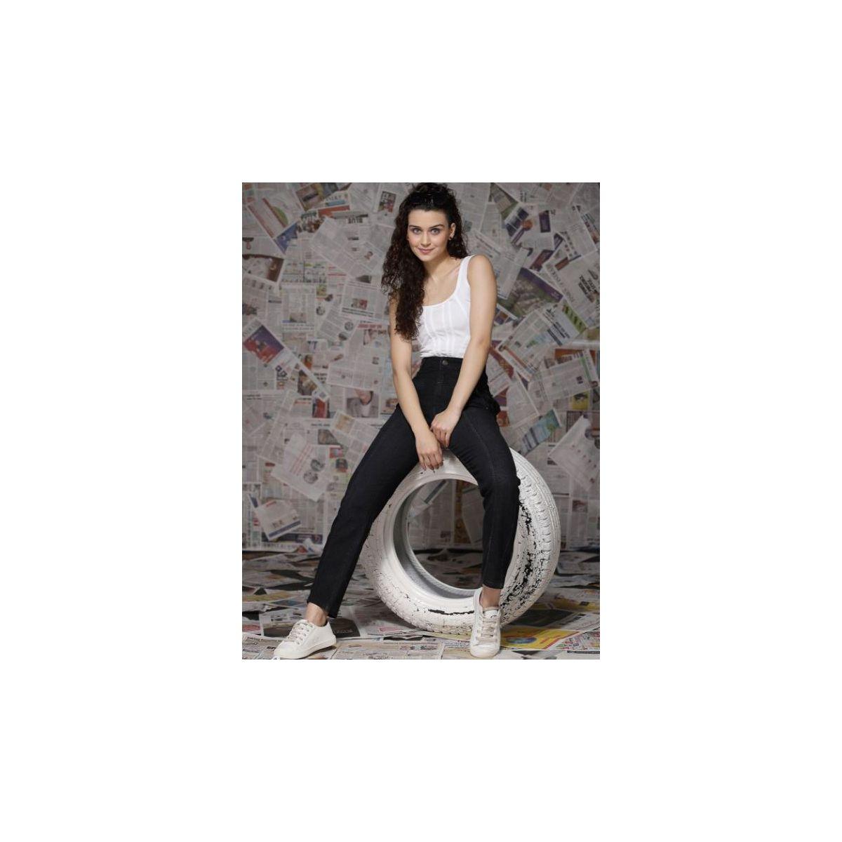 جينز بقصة مريحة وخصر عالي كَسوالي × ستايلي-women-clothing-bottoms-jeans-image-5