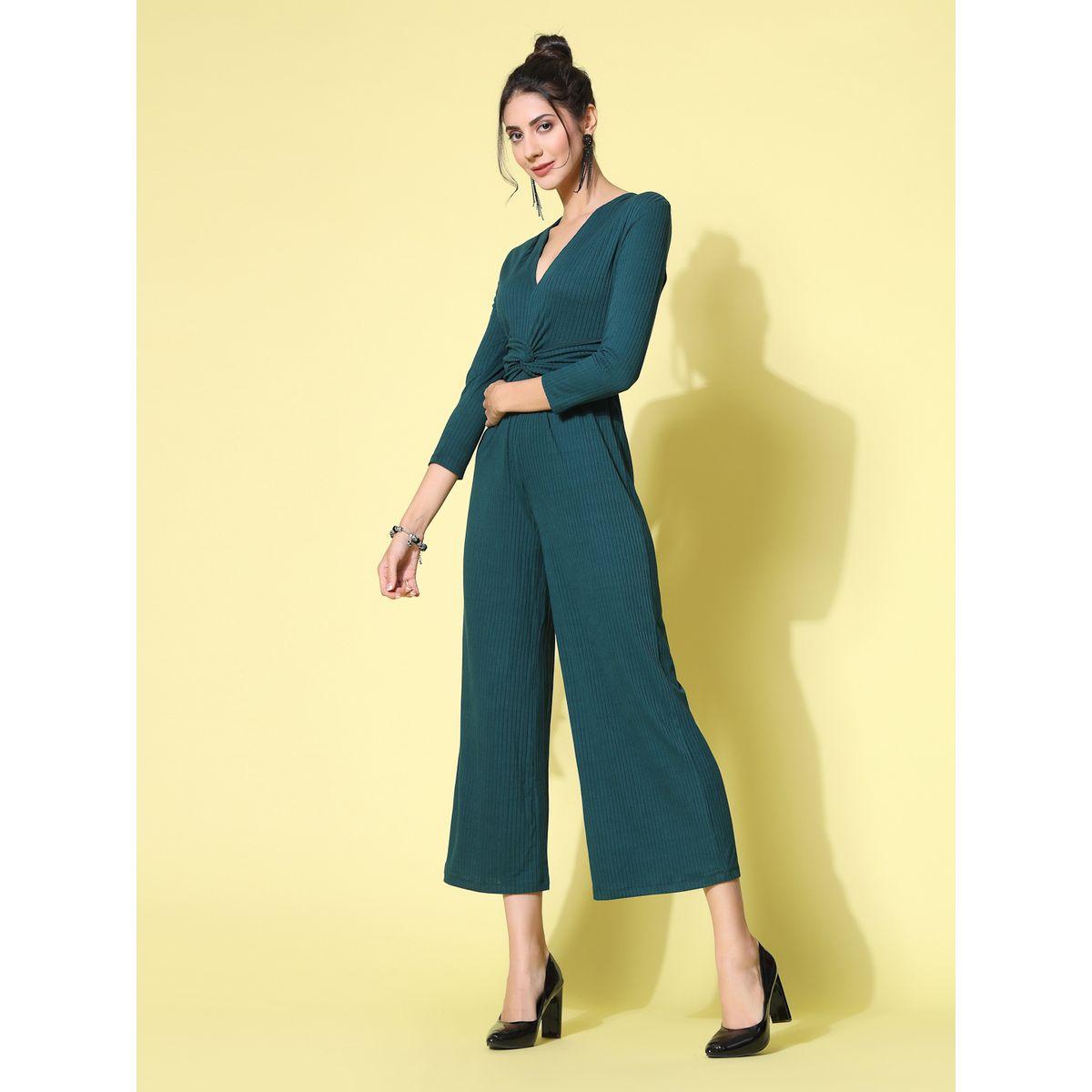 Kassually X Styli  Knot Front V Neck Ribbed Jumpsuit-women-clothing-jumpsuits-image-3