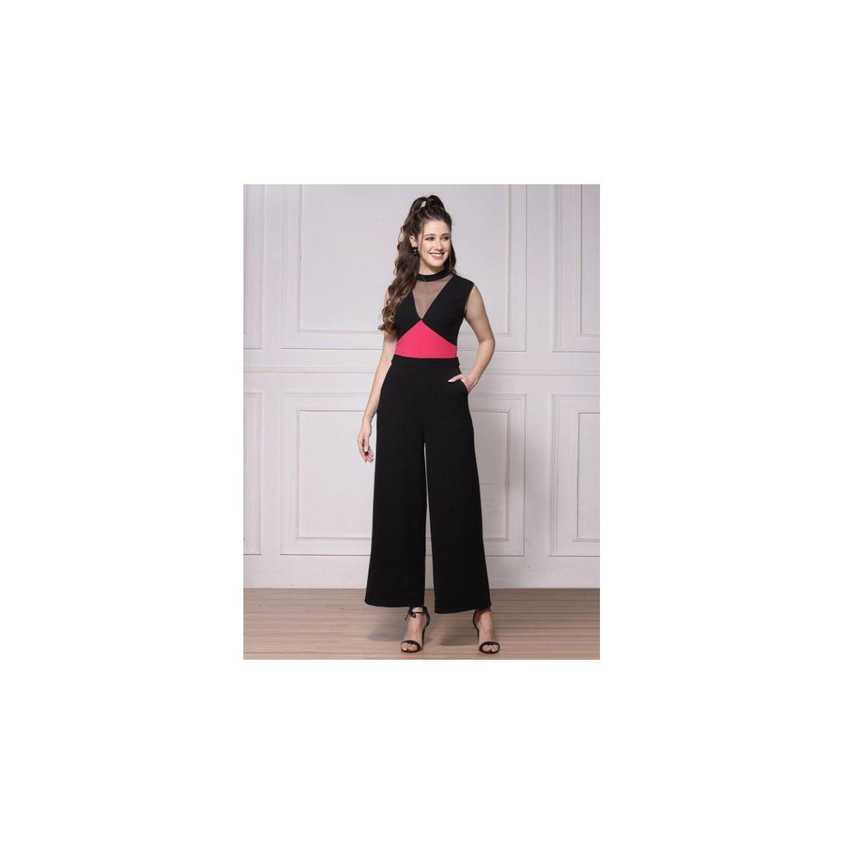 Kassually X Styli  Mesh Insert Contrast Panel Wide Leg Jumpsuit-women-clothing-jumpsuits-image-1