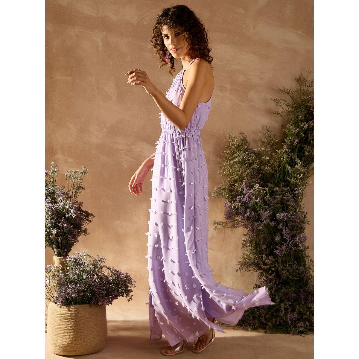 فستان طويل بياقة هولتر وحافة مشقوقة كَسوالي × ستايلي-women-clothing-dresses-image-2