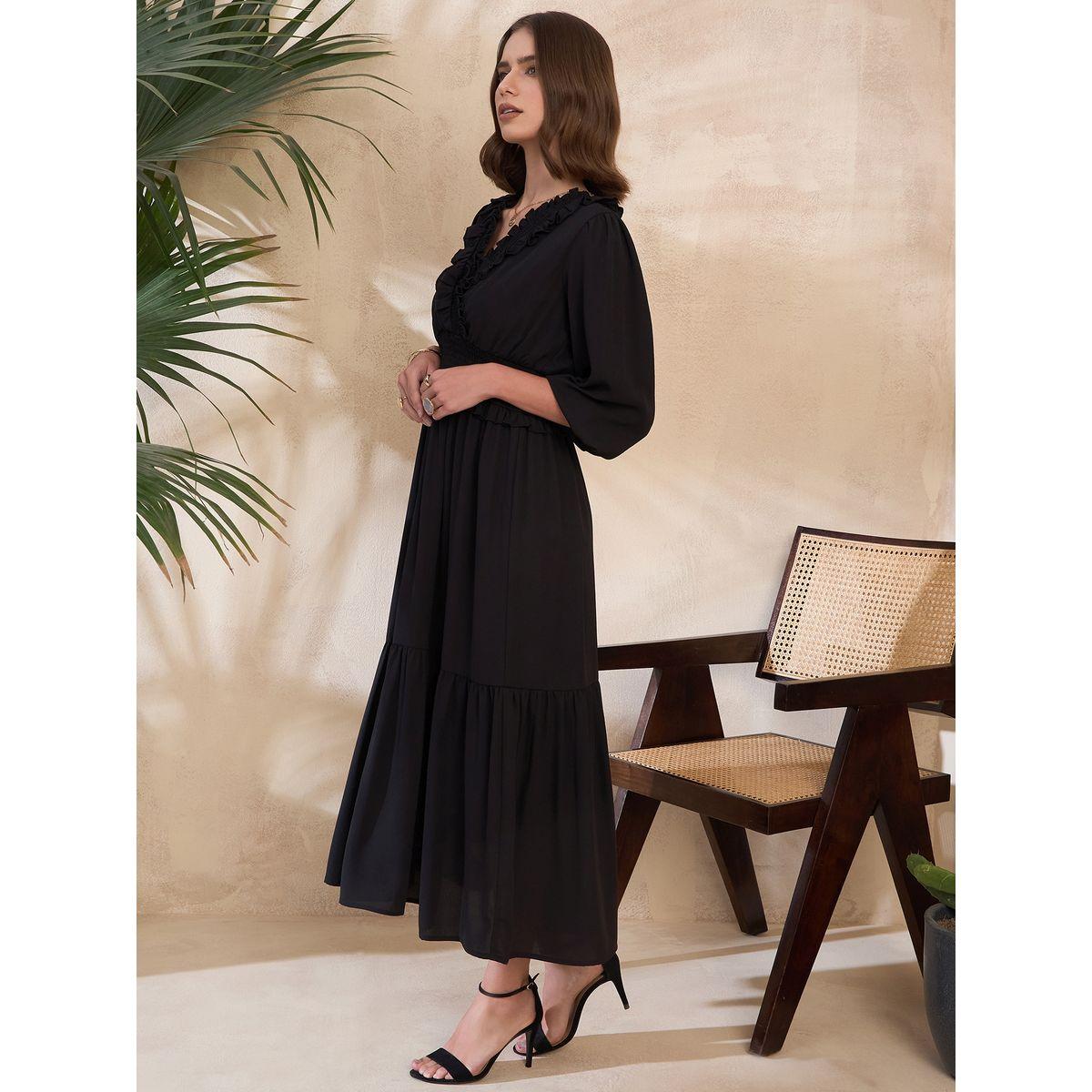 Kassually X Styli  Ruffled V Neck A-Line Midi Dress-women-clothing-dresses-image-3