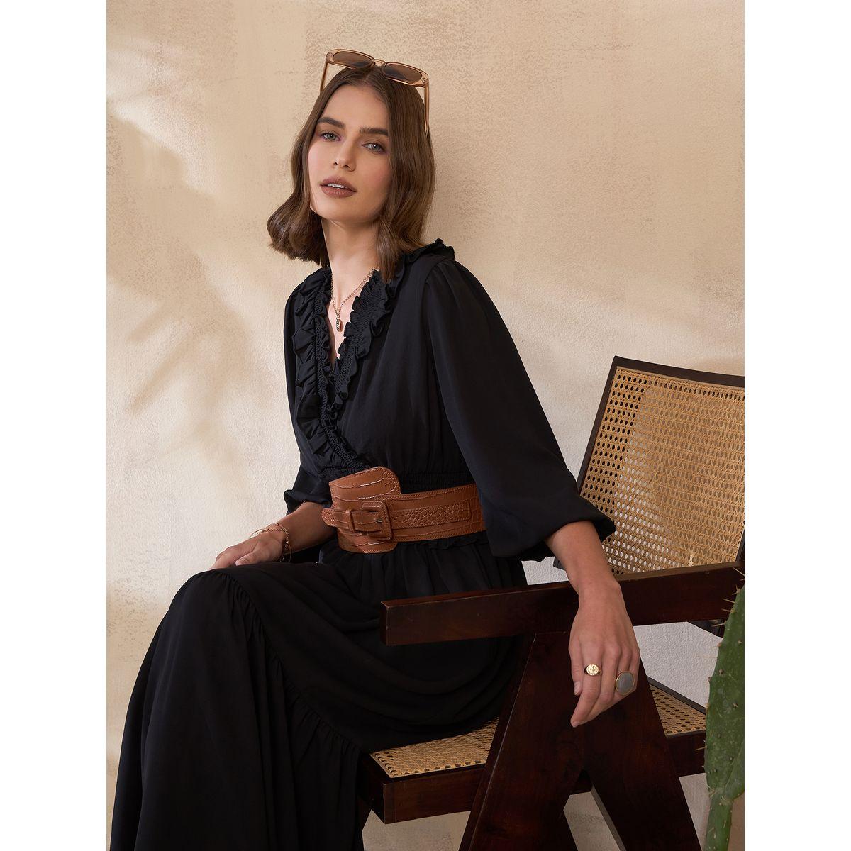 فستان ميدي بحافة واسعة وكشكش كَسوالي × ستايلي-women-clothing-dresses-image-6