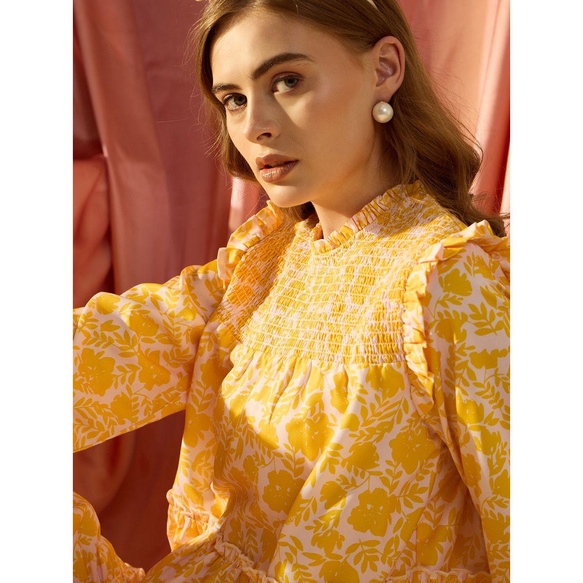 فستان قصير بطبعة زهور وكسرات كَسوالي × ستايلي-women-clothing-dresses-image-4