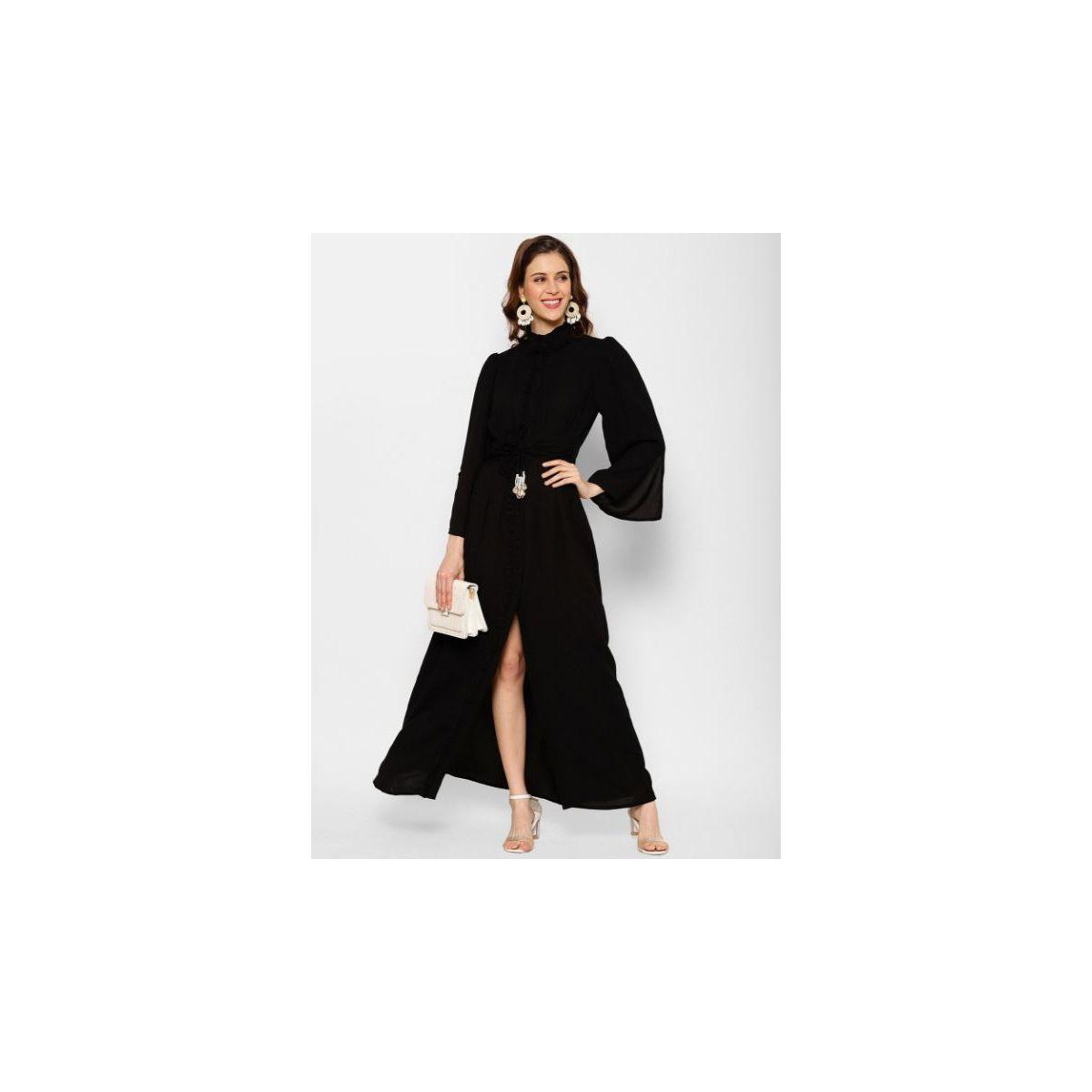 فستان طويل بياقة عالية وشق امامي كَسوالي × ستايلي-women-clothing-dresses-image-5