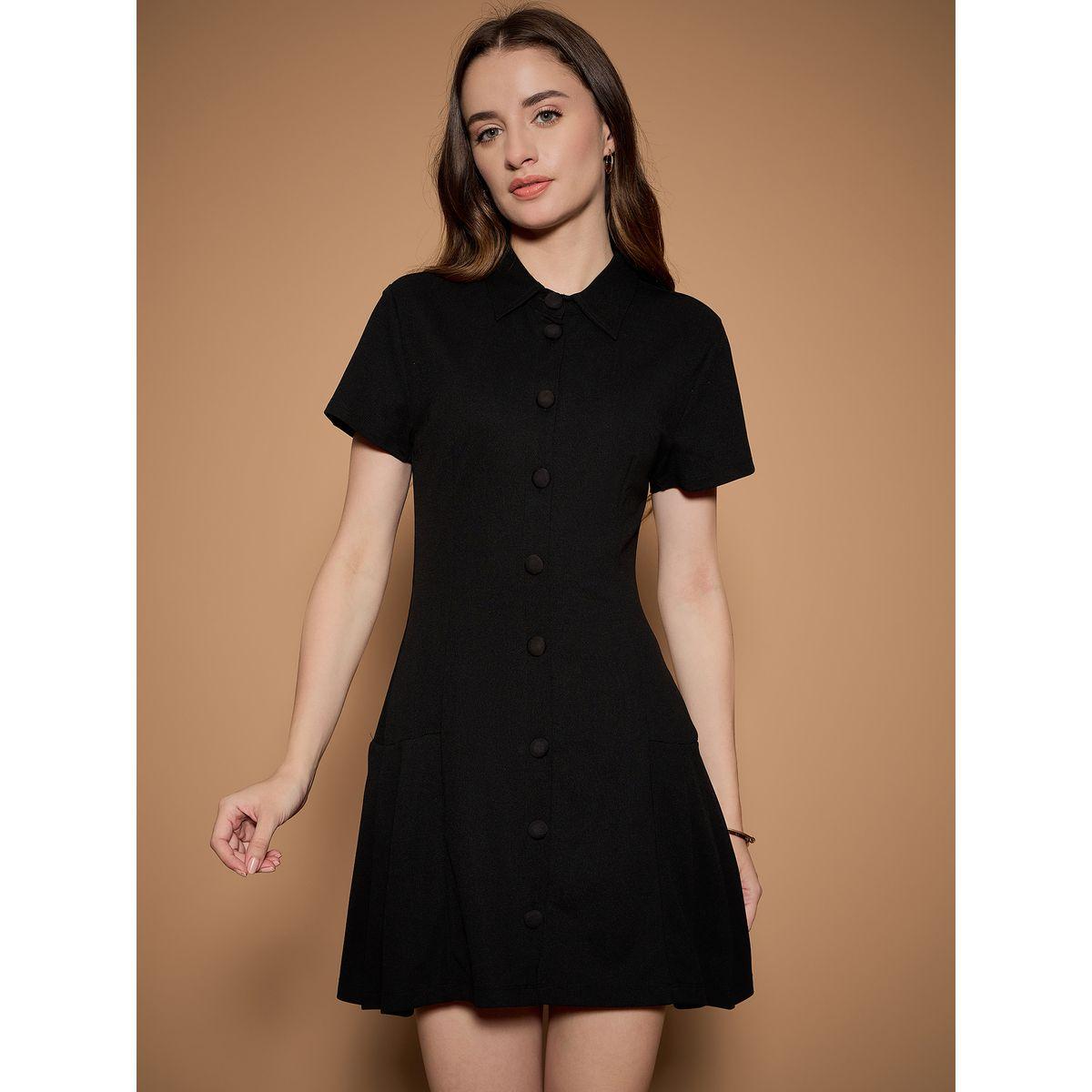 فستان قصير سادة بأزرار غلق كَسوالي × ستايلي-women-clothing-dresses-image-6