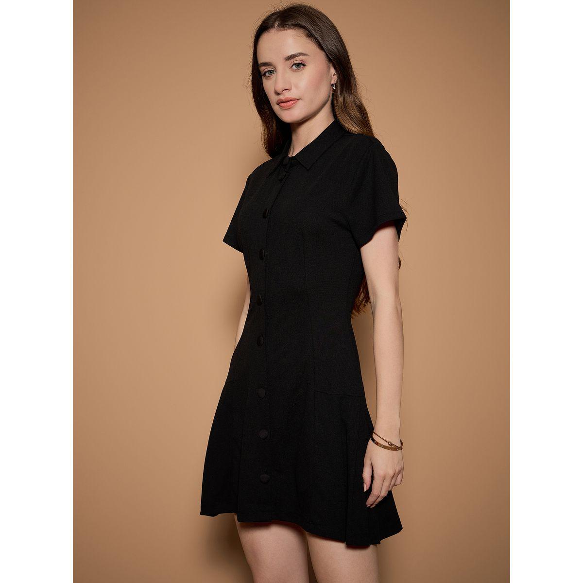 فستان قصير سادة بأزرار غلق كَسوالي × ستايلي-women-clothing-dresses-image-5