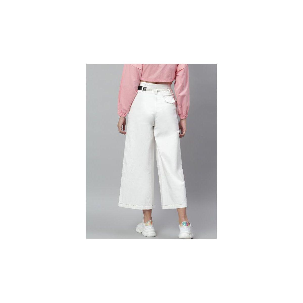 بنطال بأرجل واسعة وخصر متوسط كَسوالي × ستايلي-women-clothing-bottoms-trousers-image-4
