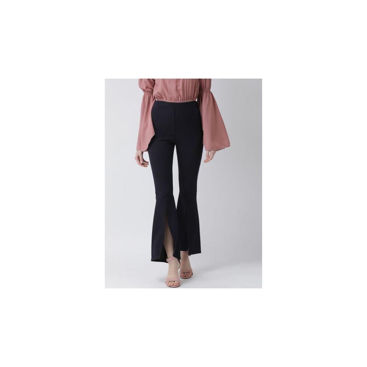 Kassually X Styli  Solid Bootcut Trouser with Front Slit Hem-women-clothing-bottoms-trousers-image-1