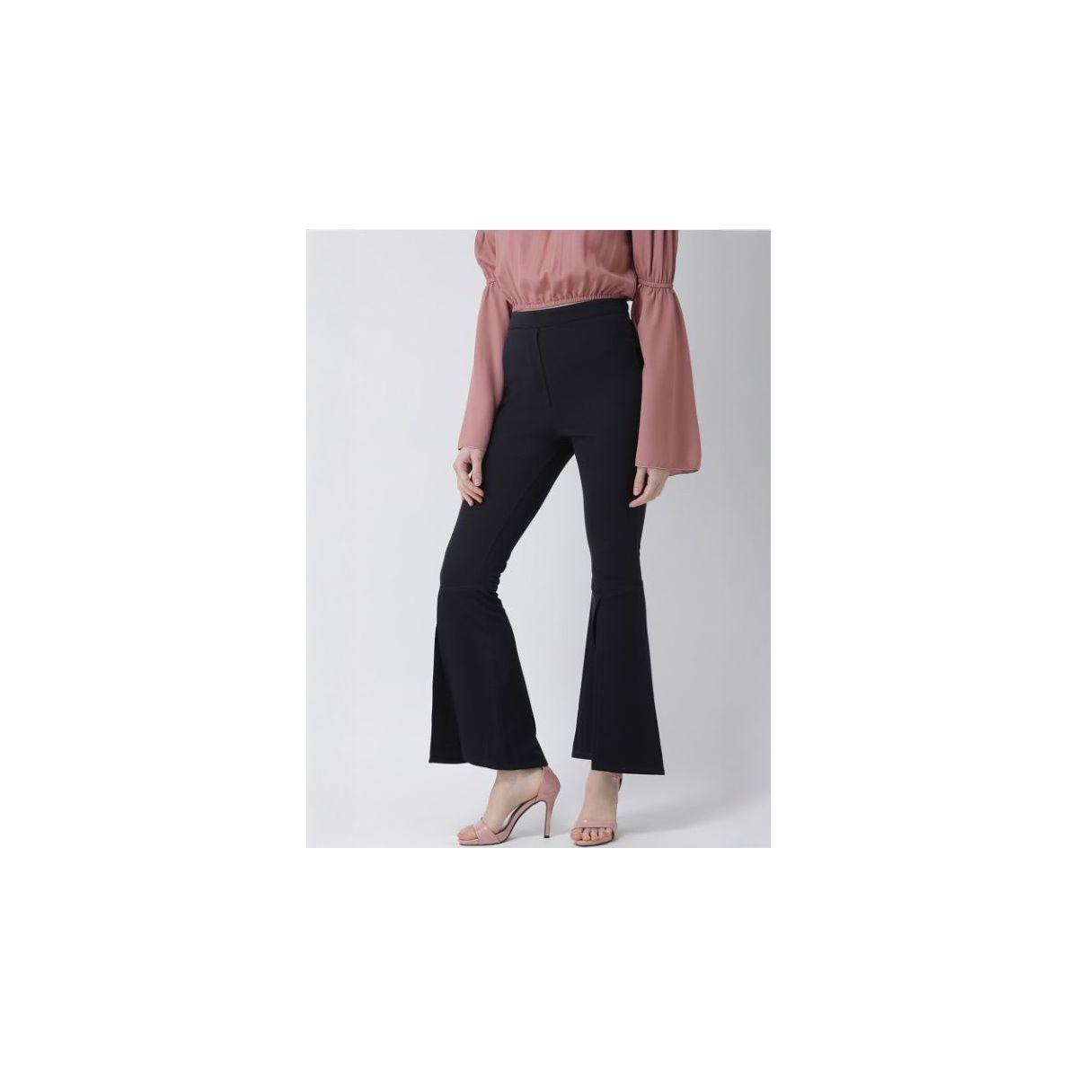 Kassually X Styli  Solid Bootcut Trouser with Front Slit Hem-women-clothing-bottoms-trousers-image-2