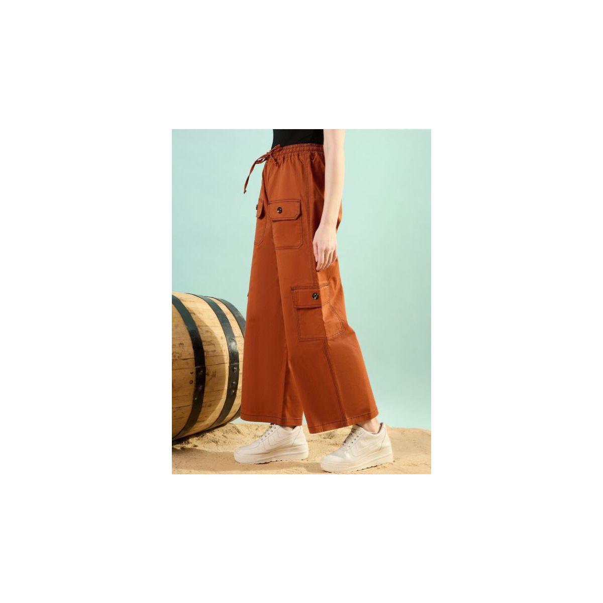 Kassually X Styli  Solid Mid Rise Cargo Pants with Button Detail-women-clothing-bottoms-trousers-image-2