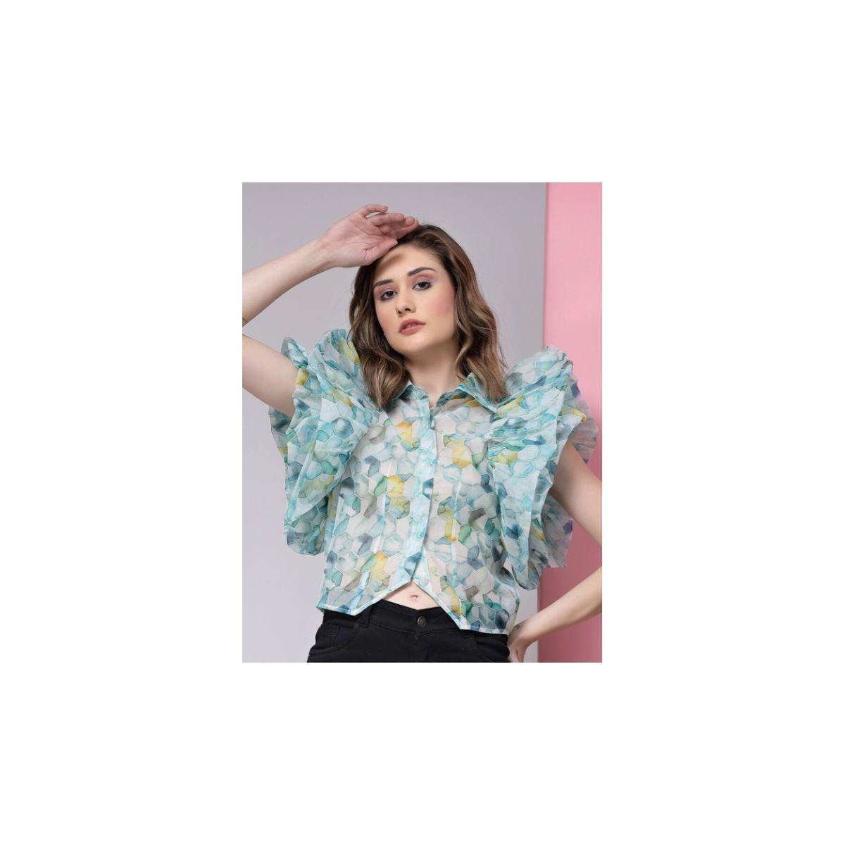 بلوزة قصيرة شفافة بنسيج اورجانزا كَسوالي × ستايلي-women-clothing-shirtsandblouses-shirts-image-3