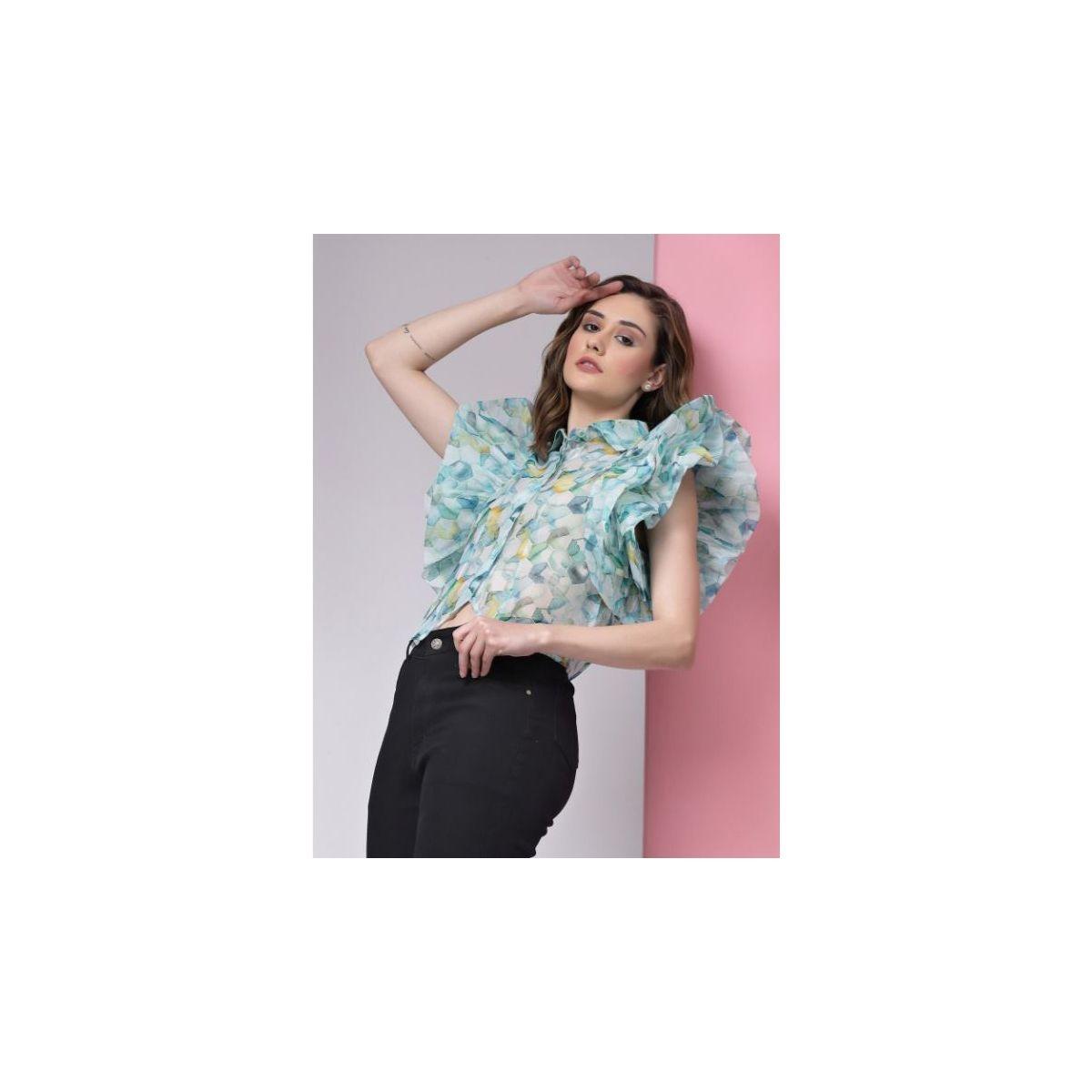 بلوزة قصيرة شفافة بنسيج اورجانزا كَسوالي × ستايلي-women-clothing-shirtsandblouses-shirts-image-7