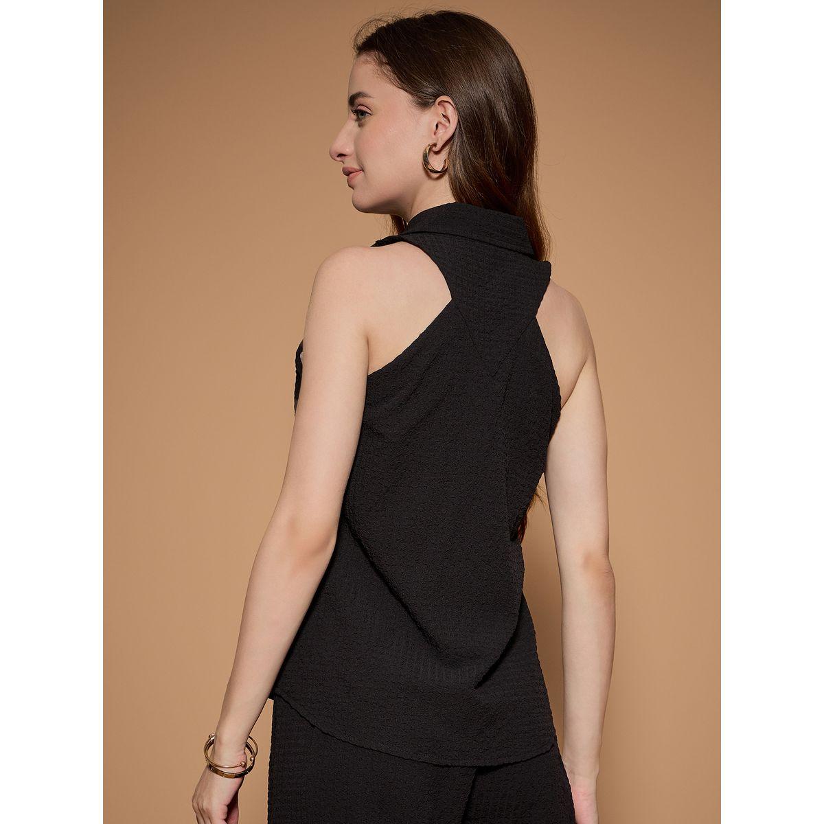 بلوزة بتفاصيل بارزة الملمس وياقة منمقة كَسوالي × ستايلي-women-clothing-shirtsandblouses-shirts-image-2