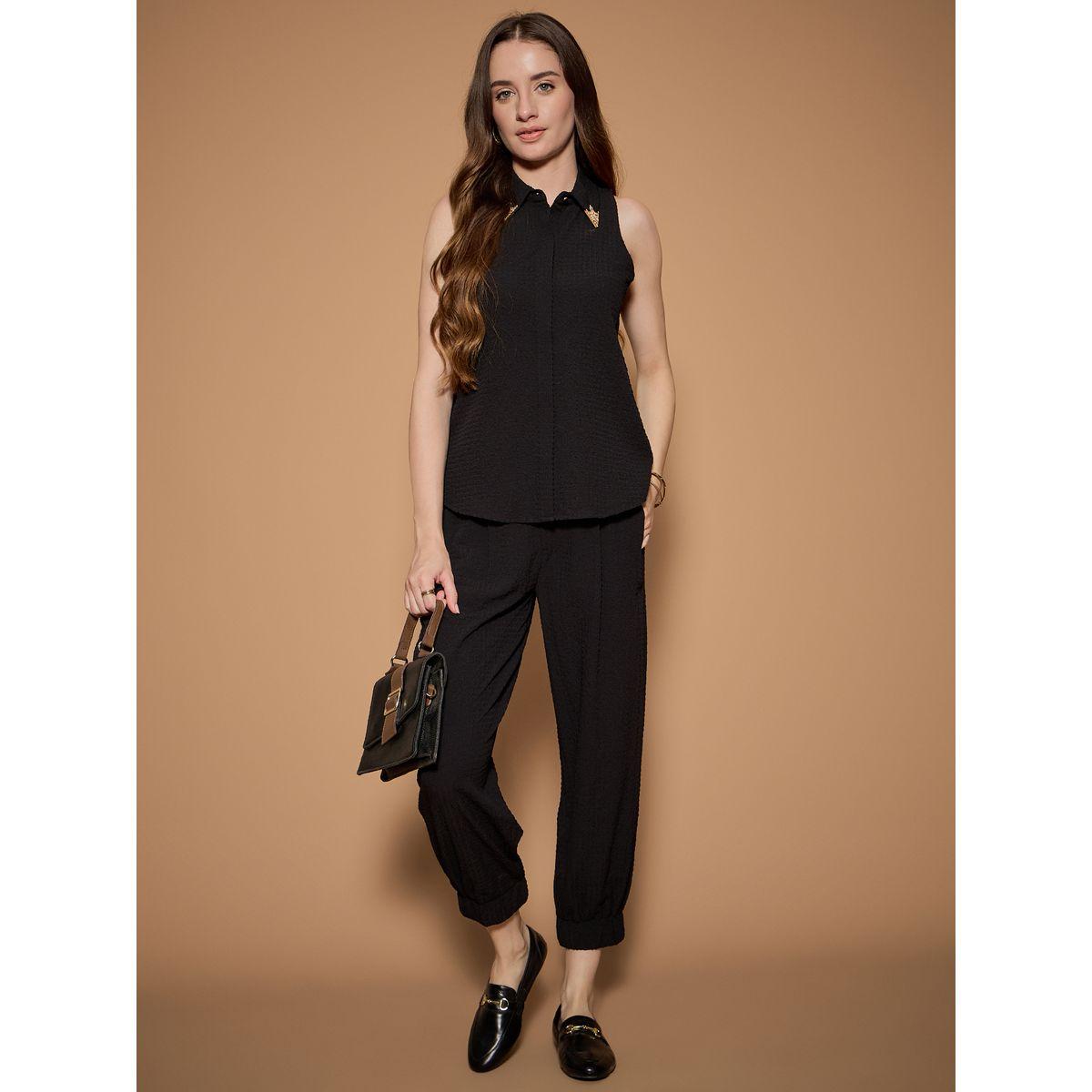 بلوزة بتفاصيل بارزة الملمس وياقة منمقة كَسوالي × ستايلي-women-clothing-shirtsandblouses-shirts-image-6