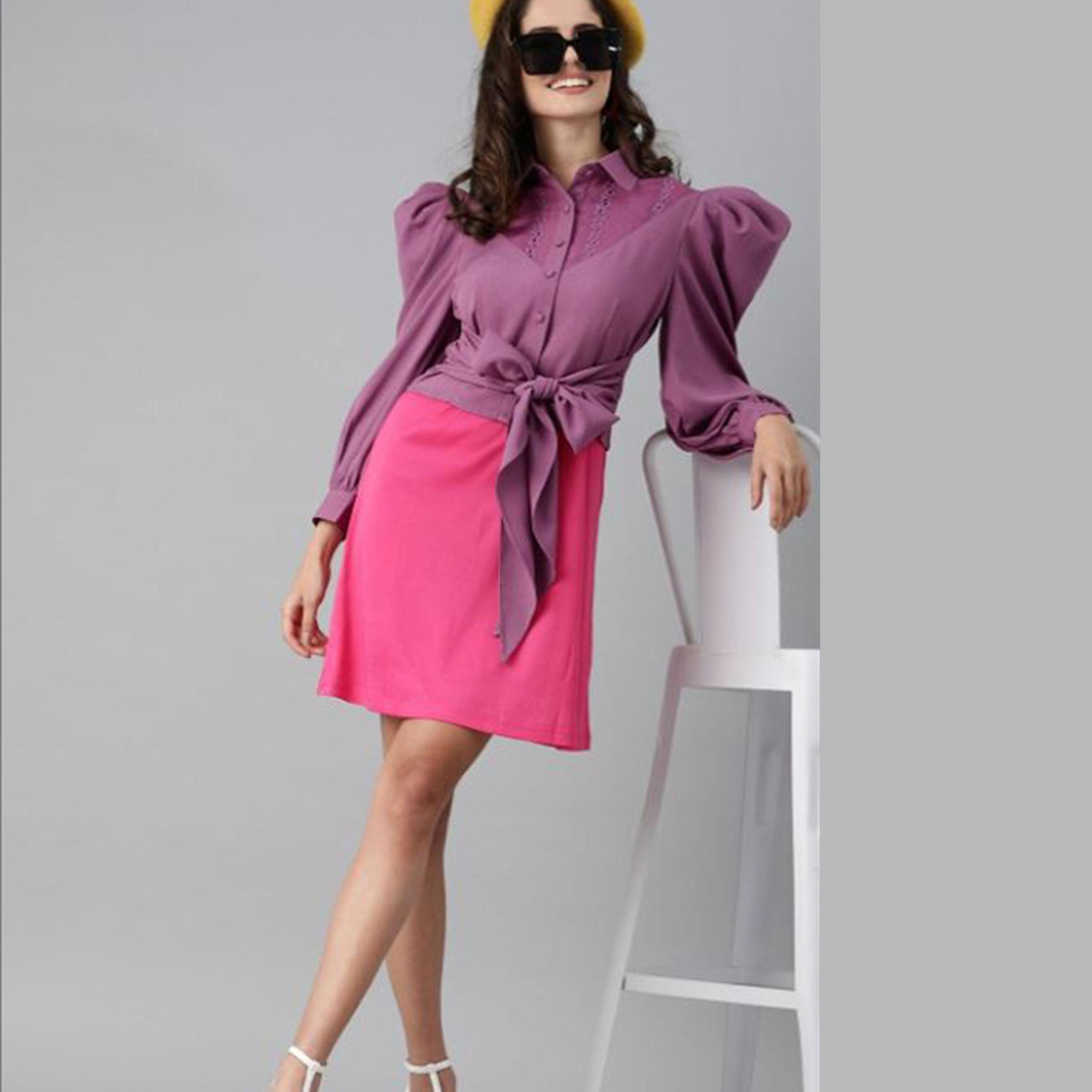 كاشوالي × ستايلي - قميص قصير بجزء مطرز مع رباط خصر-women-clothing-shirtsandblouses-shirts-image-2