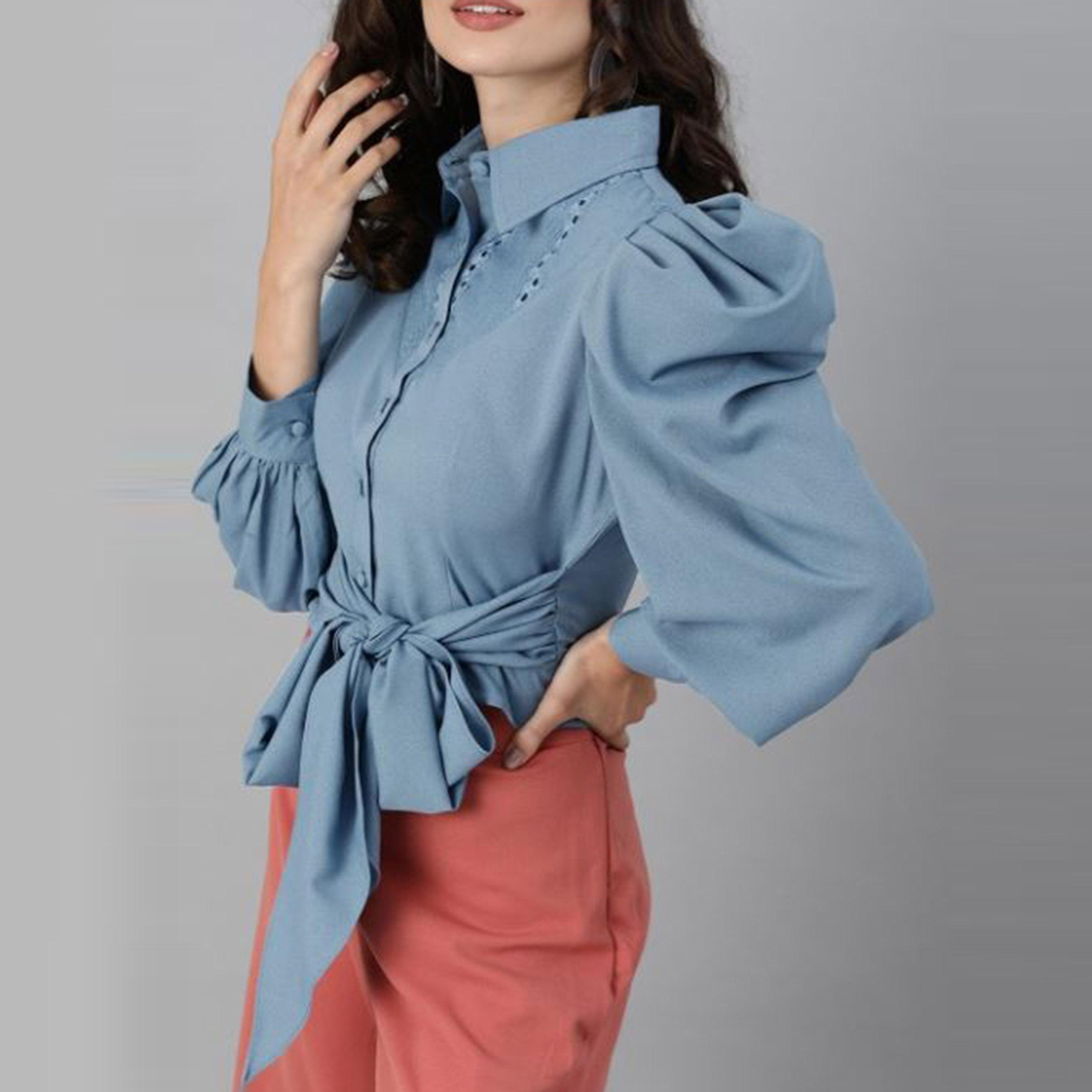 Kassually X Styli Broderie Panel Crop Shirt With Waist Tie-Up Detail-women-clothing-shirtsandblouses-shirts-image-1