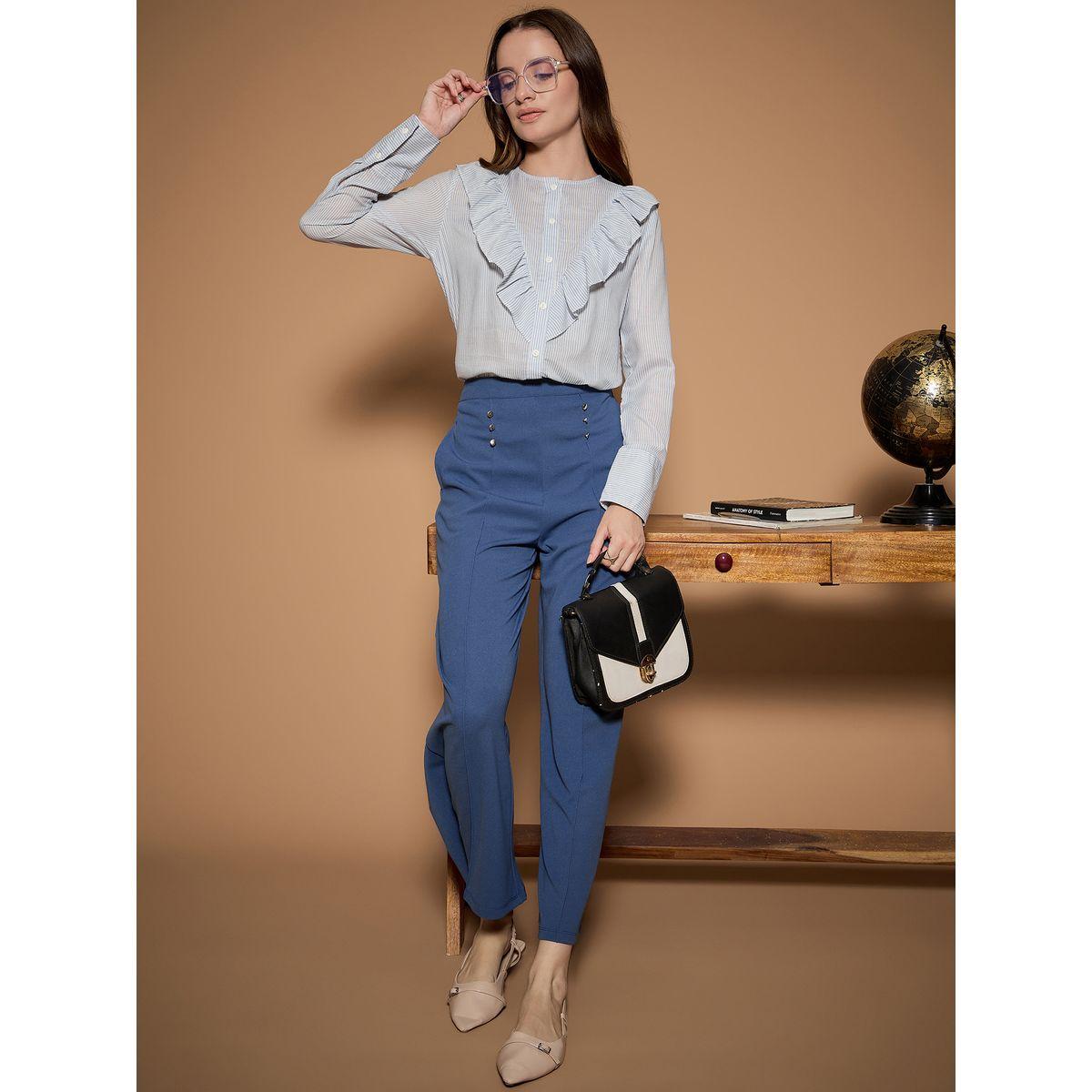 بلوزة مخططة بتفاصيل كشكش كَسوالي × ستايلي-women-clothing-shirtsandblouses-shirts-image-6
