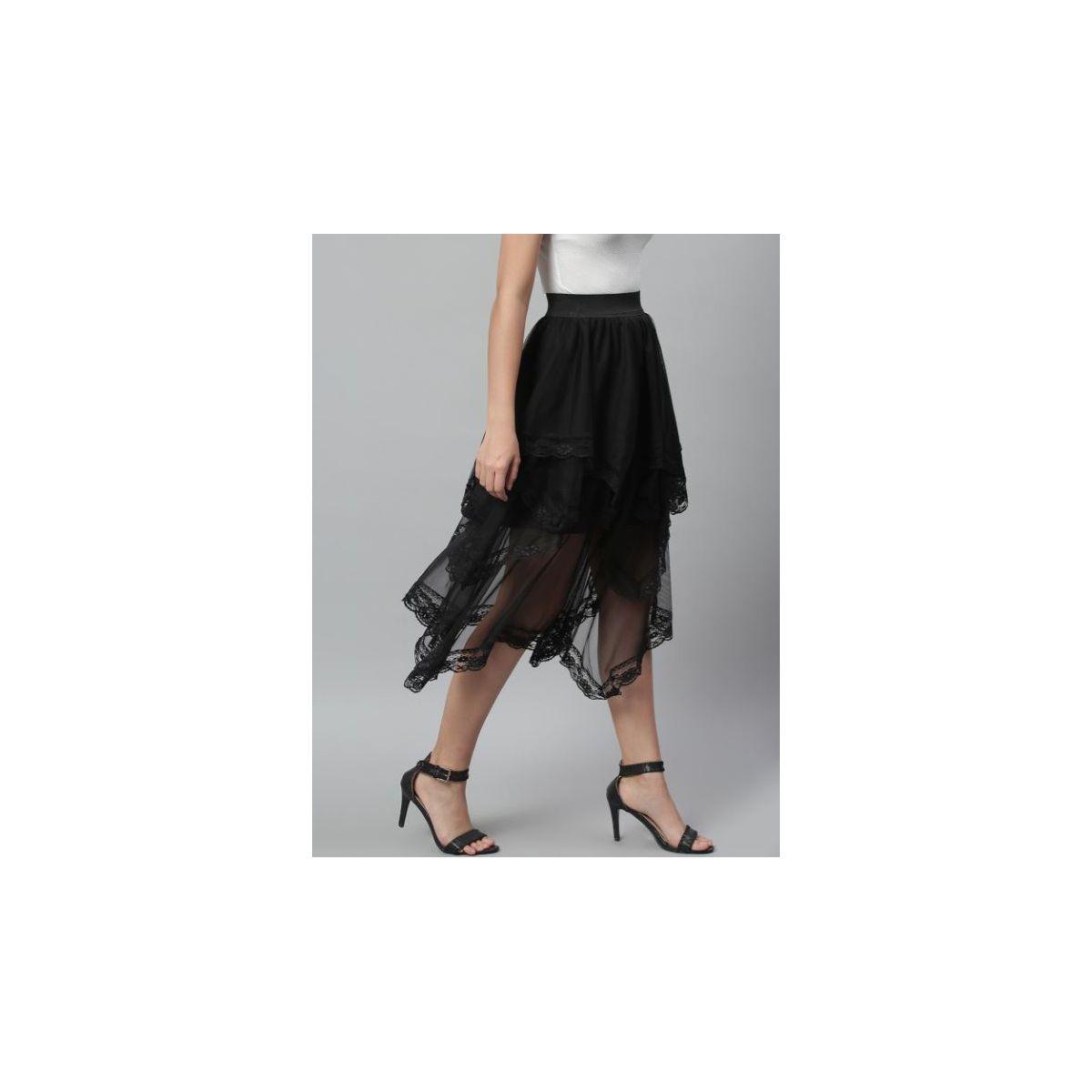 تنورة ميدي بتفاصيل شبكية وطبقات شفافة كَسوالي × ستايلي-women-clothing-bottoms-skirts-image-2