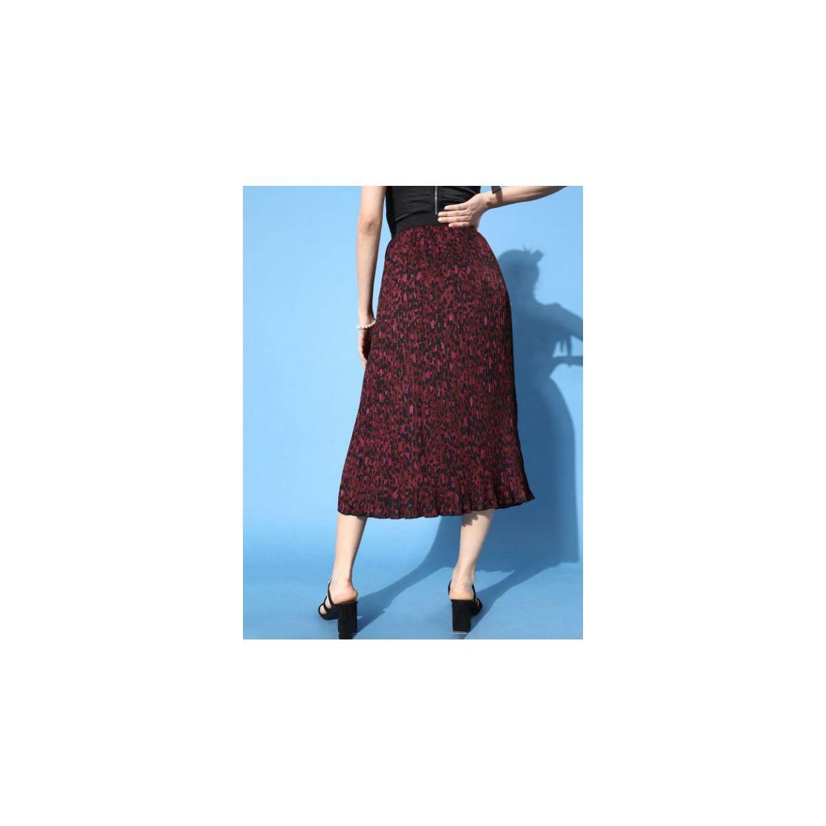 تنورة ميدي بكسرات وطبعة حيوان كَسوالي × ستايلي-women-clothing-bottoms-skirts-image-3