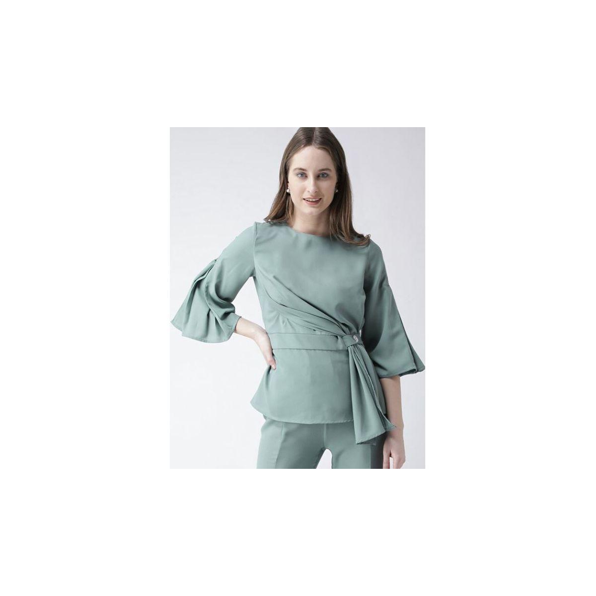 Kassually X Styli  Solid Regular Fit Wrap Front Top-women-clothing-shirtsandblouses-blouses-image-1