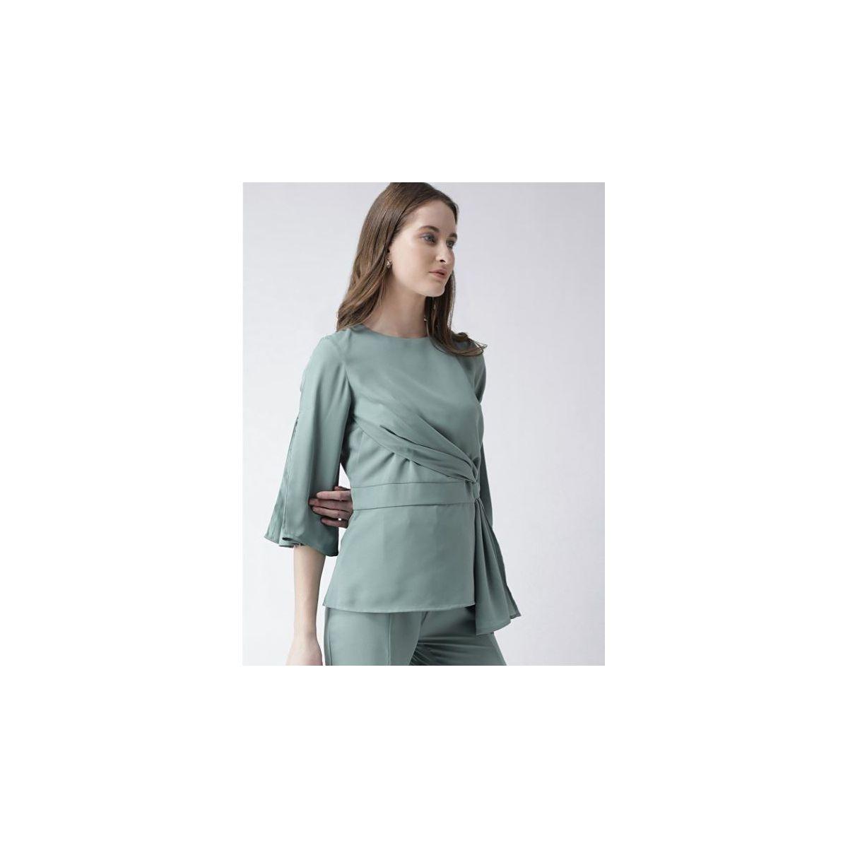 Kassually X Styli  Solid Regular Fit Wrap Front Top-women-clothing-shirtsandblouses-blouses-image-2