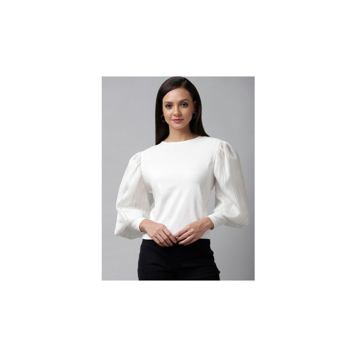 بلوزة كاجوال بتفاصيل بارزة الملمس وأكمام بأساور كَسوالي × ستايلي-women-clothing-shirtsandblouses-blouses-image-1