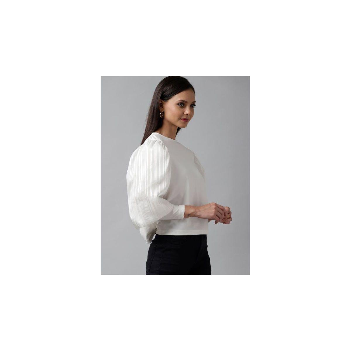 Kassually X Styli  Textured Cuffed Sleeves Casual Top-women-clothing-shirtsandblouses-blouses-image-2