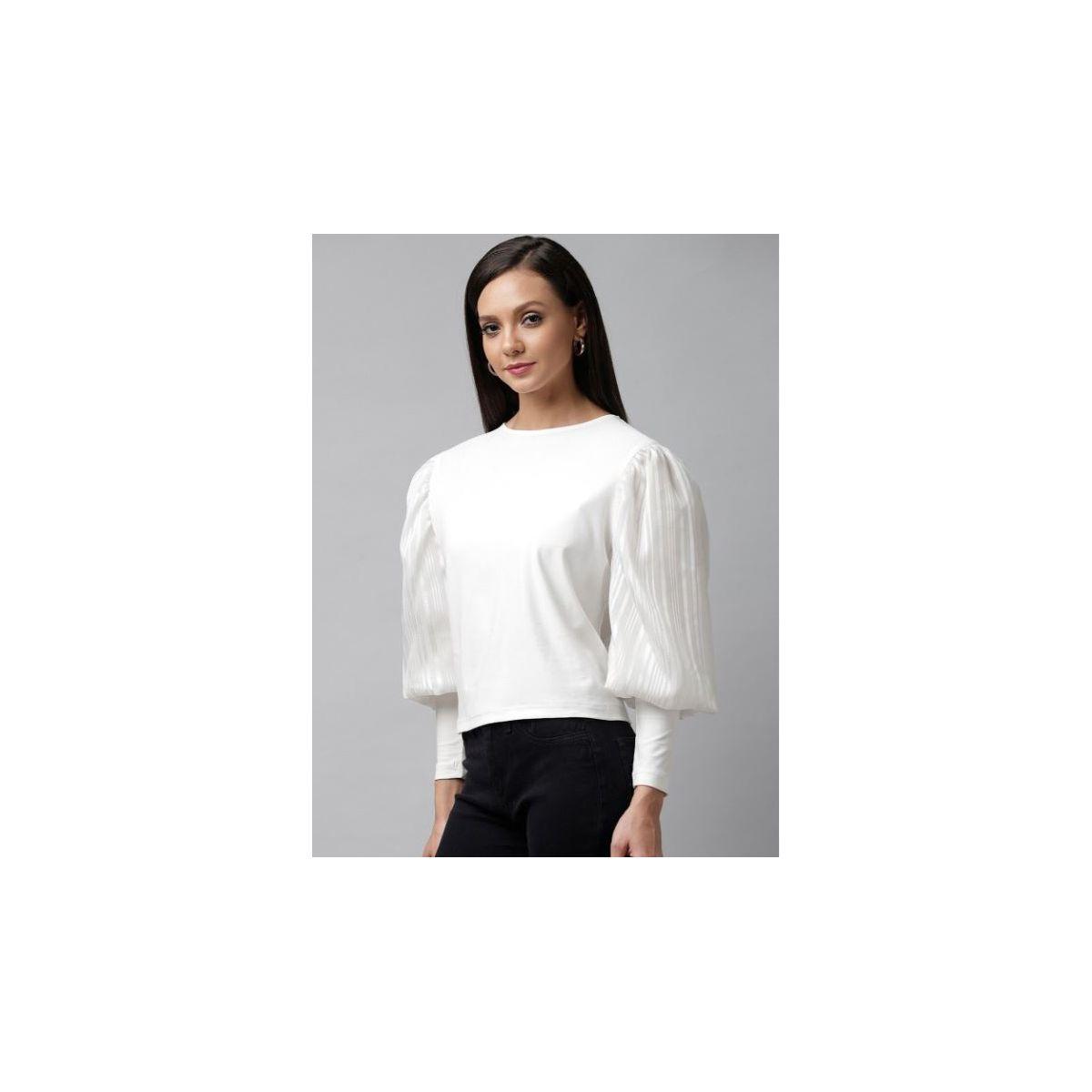 بلوزة كاجوال بتفاصيل بارزة الملمس وأكمام بأساور كَسوالي × ستايلي-women-clothing-shirtsandblouses-blouses-image-3