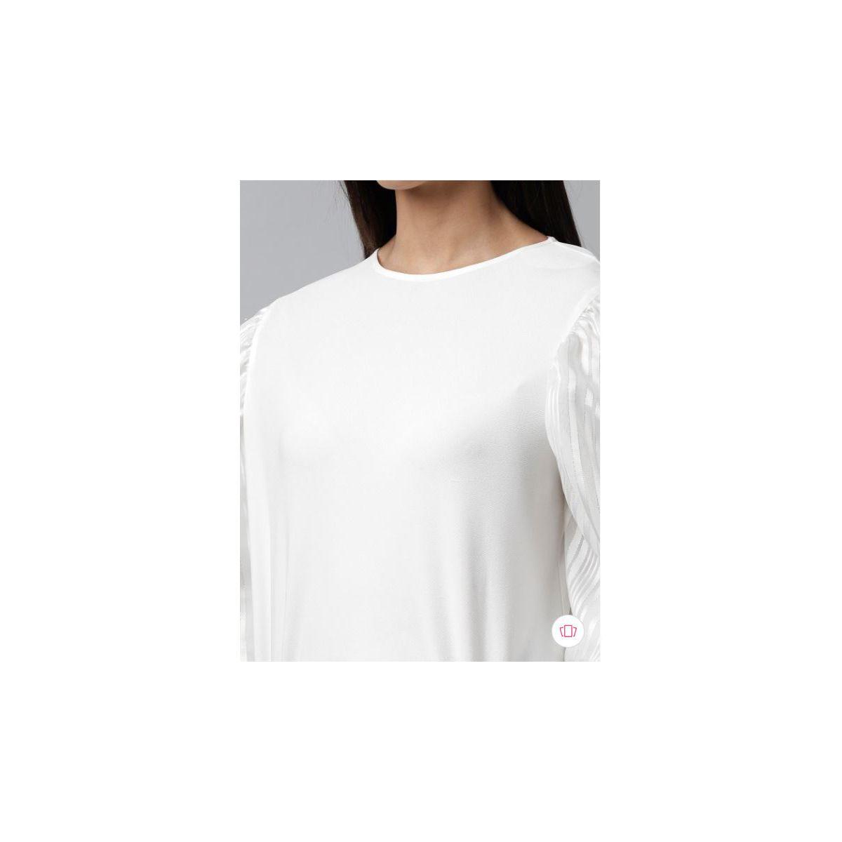 بلوزة كاجوال بتفاصيل بارزة الملمس وأكمام بأساور كَسوالي × ستايلي-women-clothing-shirtsandblouses-blouses-image-4