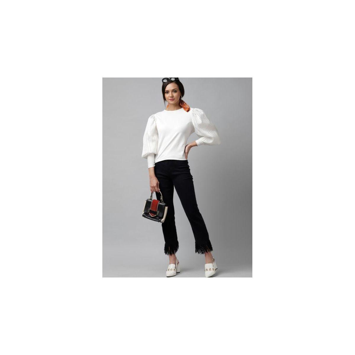 Kassually X Styli  Textured Cuffed Sleeves Casual Top-women-clothing-shirtsandblouses-blouses-image-5