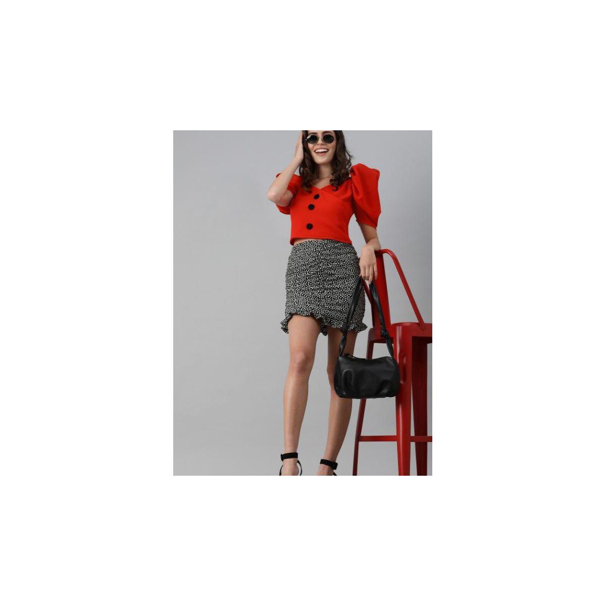 Kassually X Styli  Solid Puff Sleeves Crop Top with Button Detail-women-clothing-shirtsandblouses-blouses-image-5