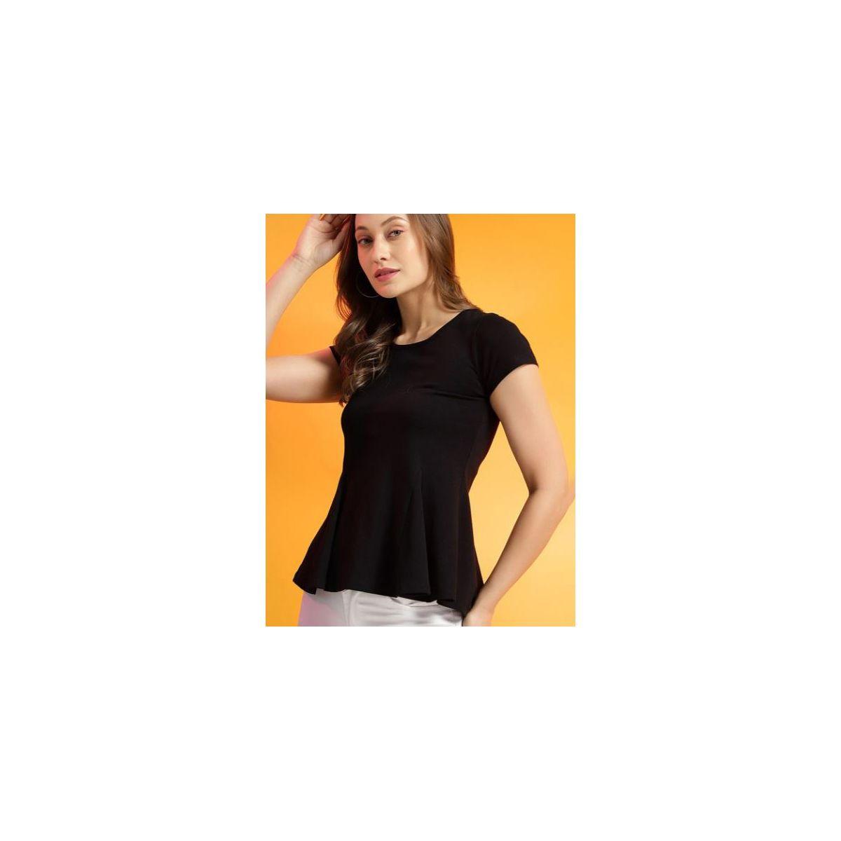 بلوزة سادة بقصة عادية وأكمام قصيرة كَسوالي × ستايلي-women-clothing-shirtsandblouses-blouses-image-6