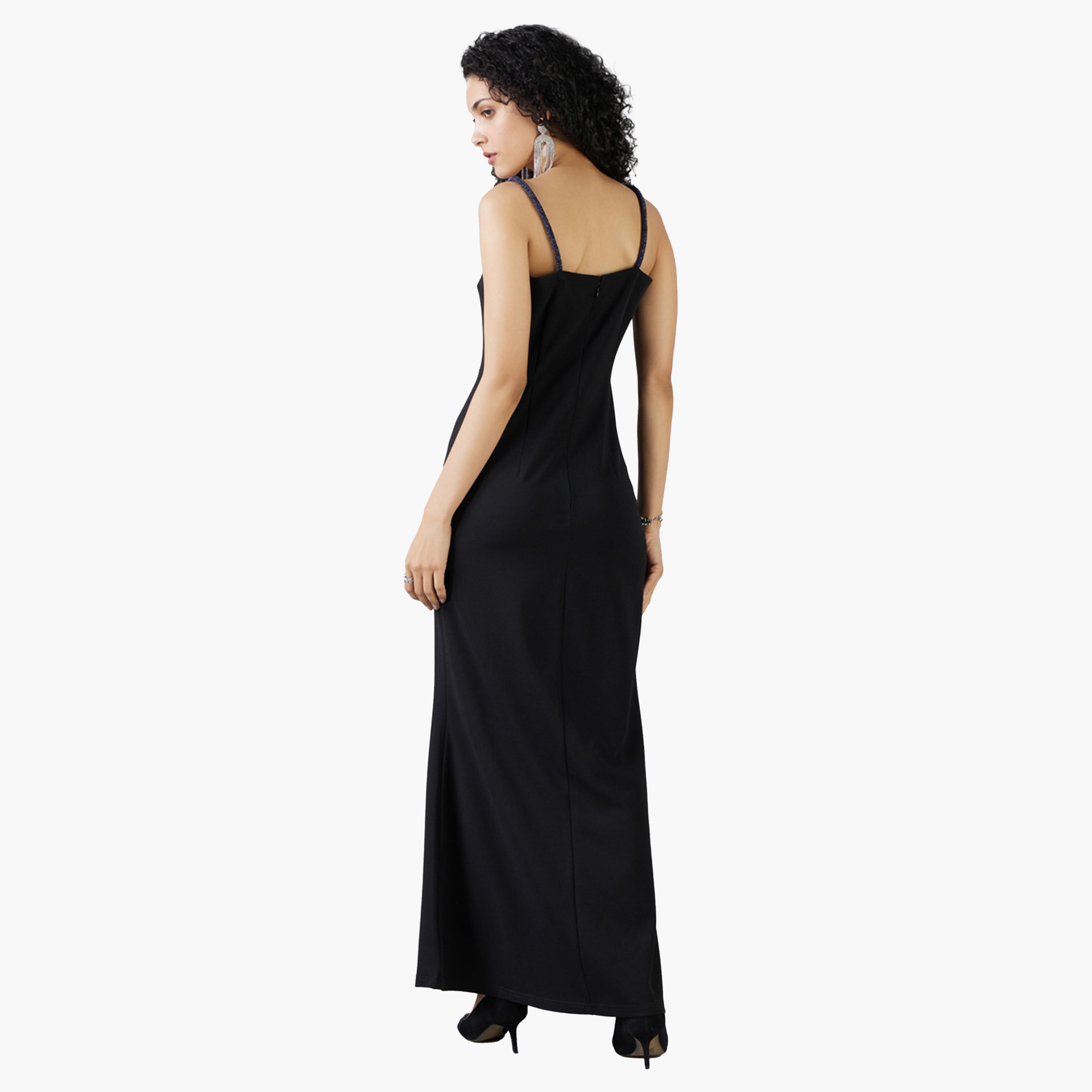 ميش × ستايلي - فستان ماكسي ضيق مزين بفتحة رقبة دائرية وأربطة-women-clothing-dresses-image-5