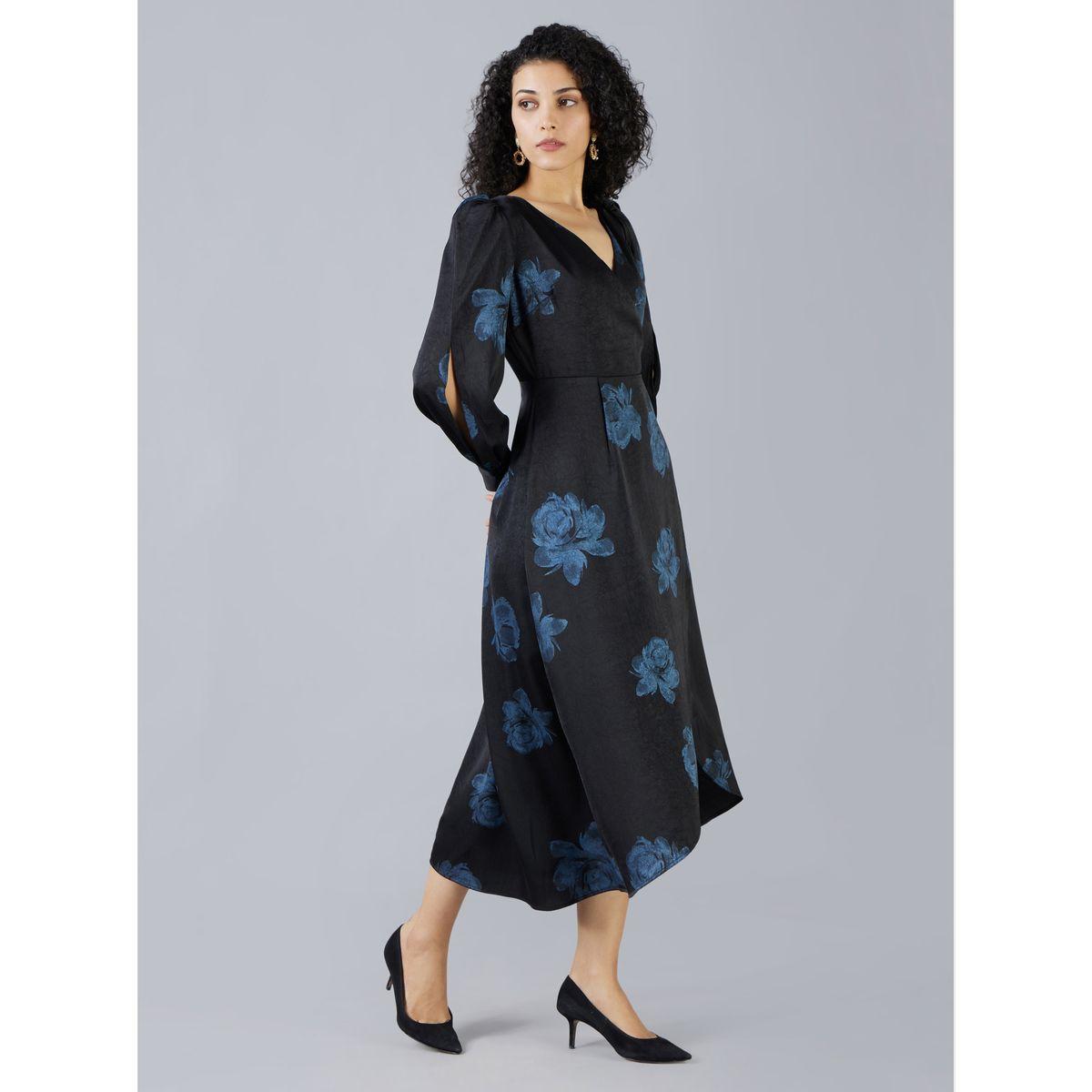 Mish X Styli  Floral Print Wrap Front Midi Dress with Slit Sleeves-women-clothing-dresses-image-3