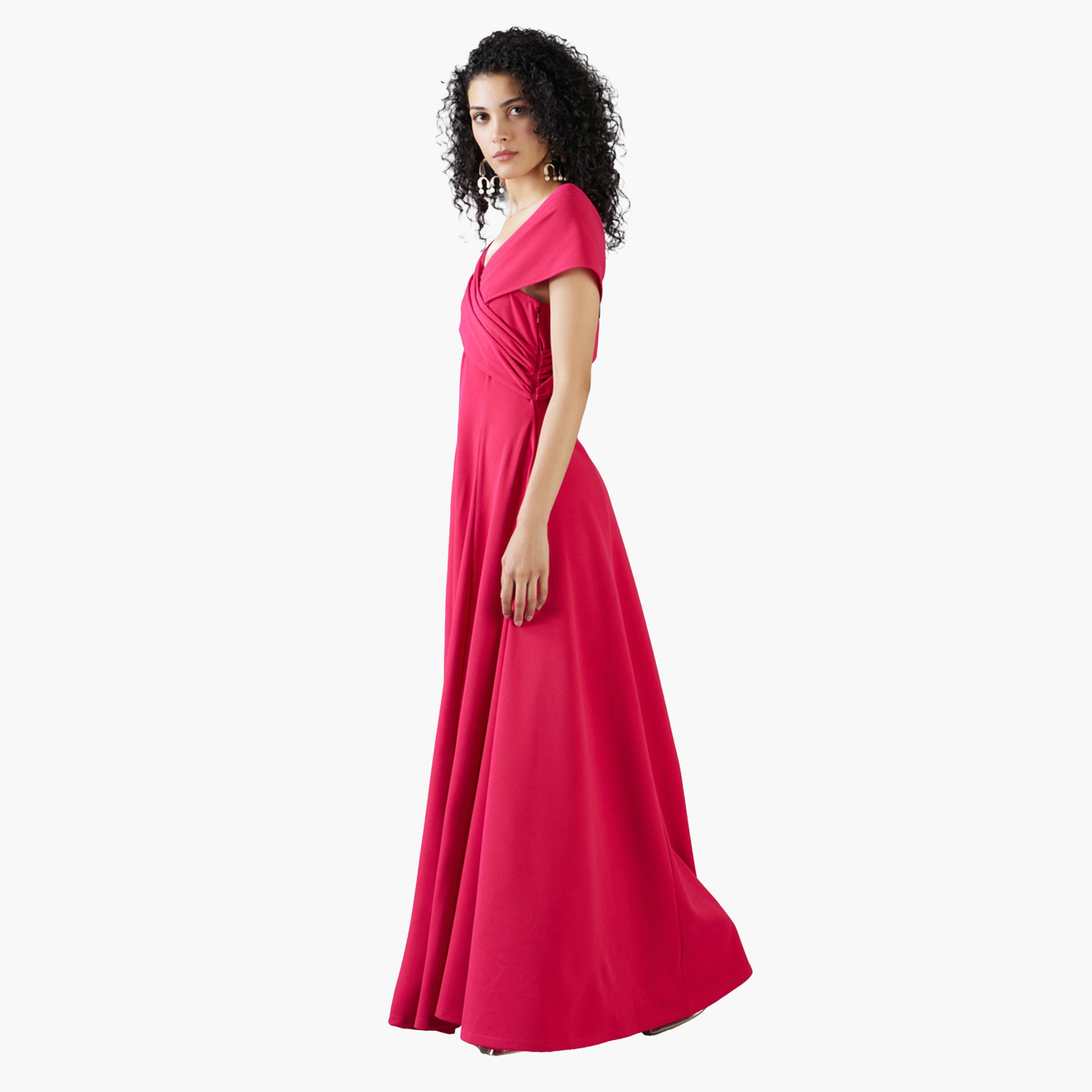 ميش × ستايلي - فستان ماكسي ملفوف بفتحة رقبة V وقصة A-women-clothing-dresses-image-4