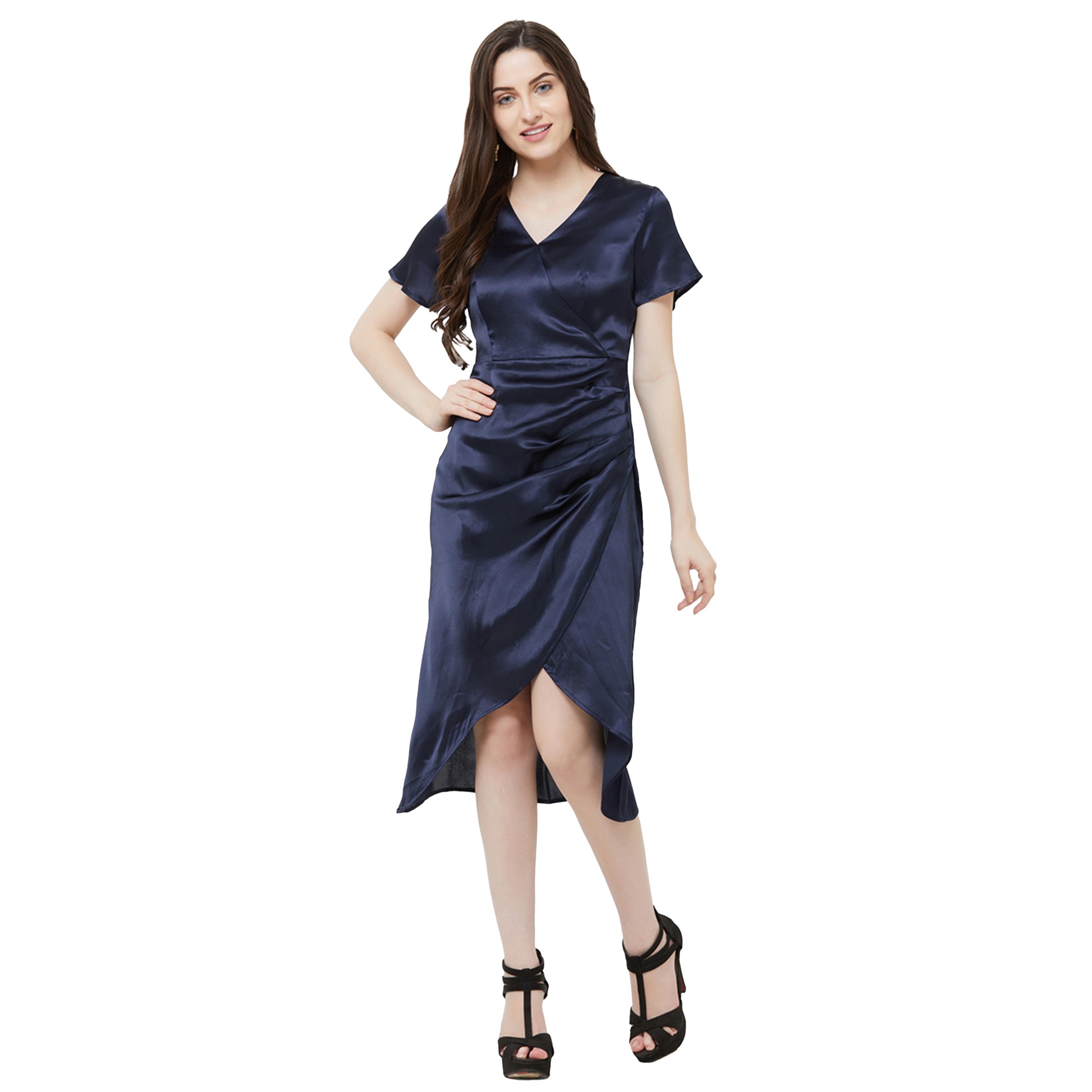 Mish X Styli Wrap Style Mid Length Dress with Pleat Detail-women-clothing-dresses-image-1