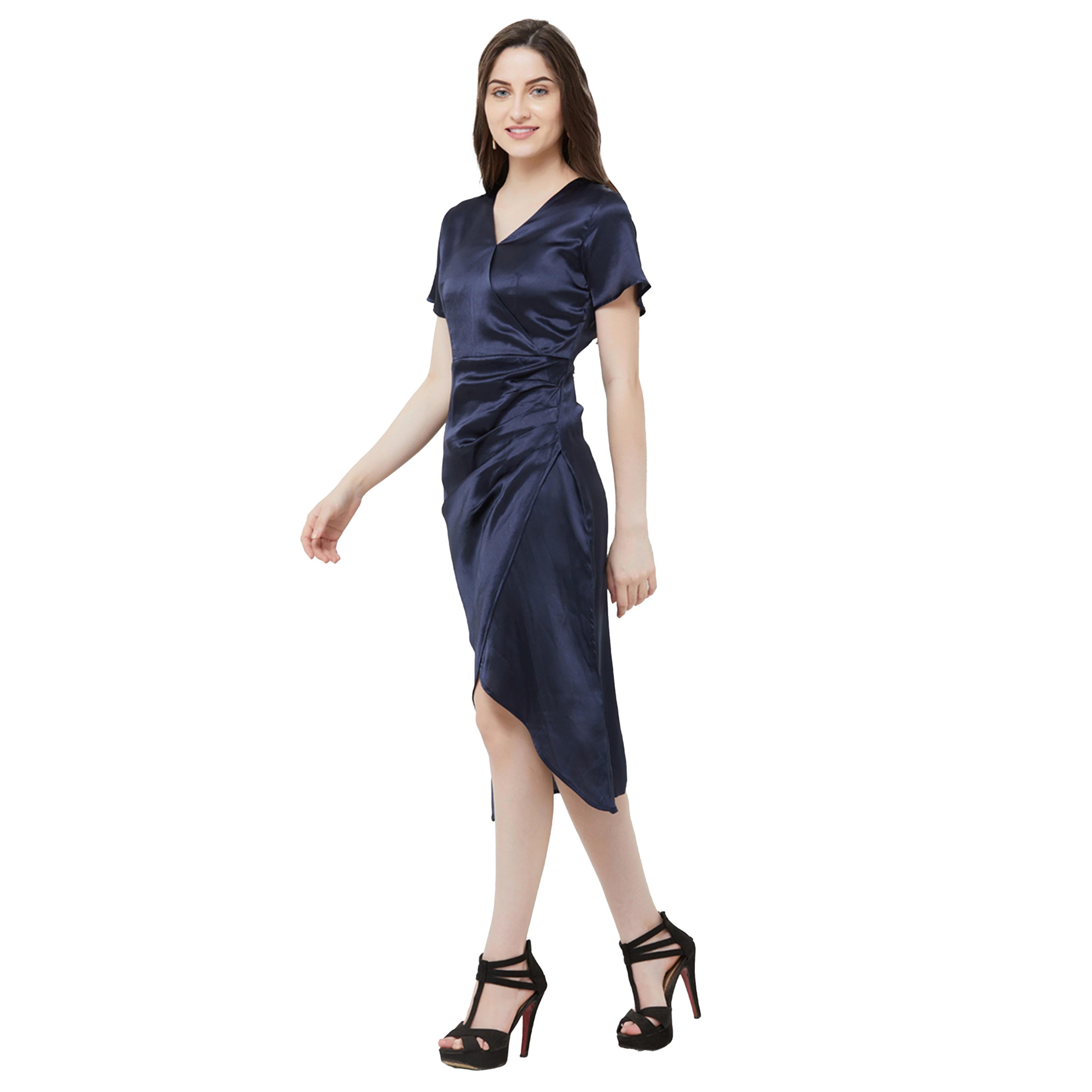 Mish X Styli Wrap Style Mid Length Dress with Pleat Detail-women-clothing-dresses-image-4