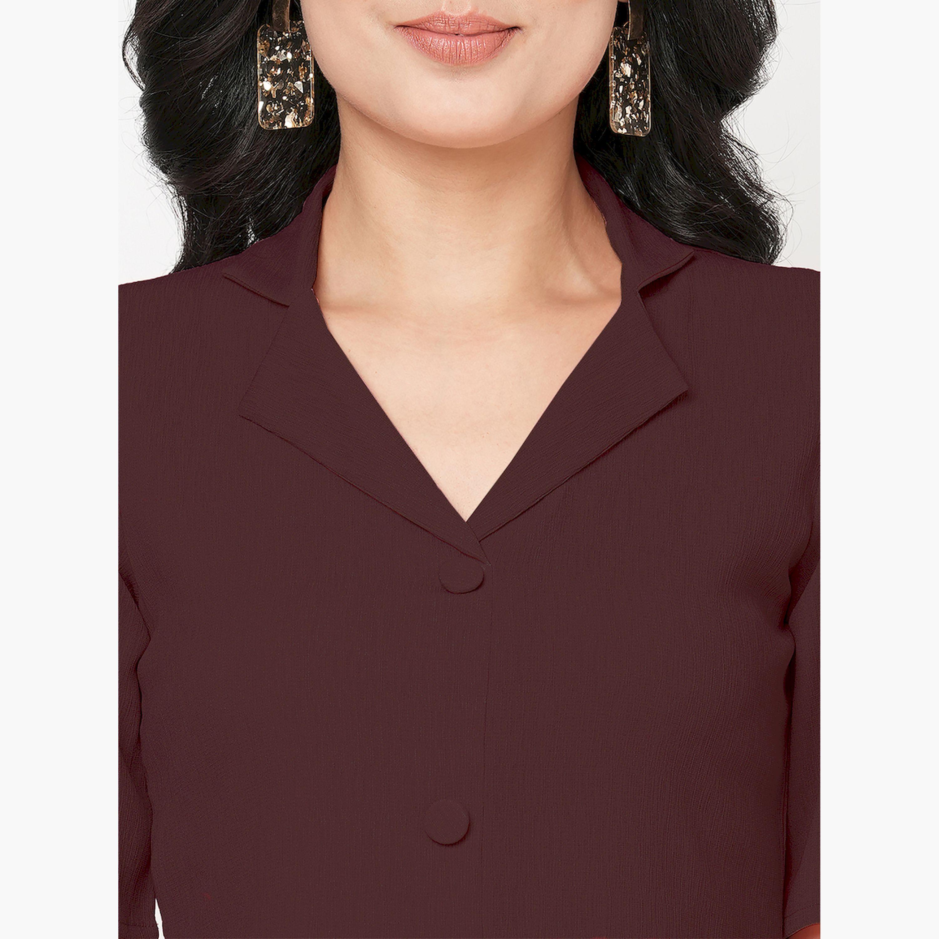 ميش × ستايلي - طقم بلوزة على شكل بليزر مع بنطال بقصة مستقيمة-women-clothing-coordsets-image-2