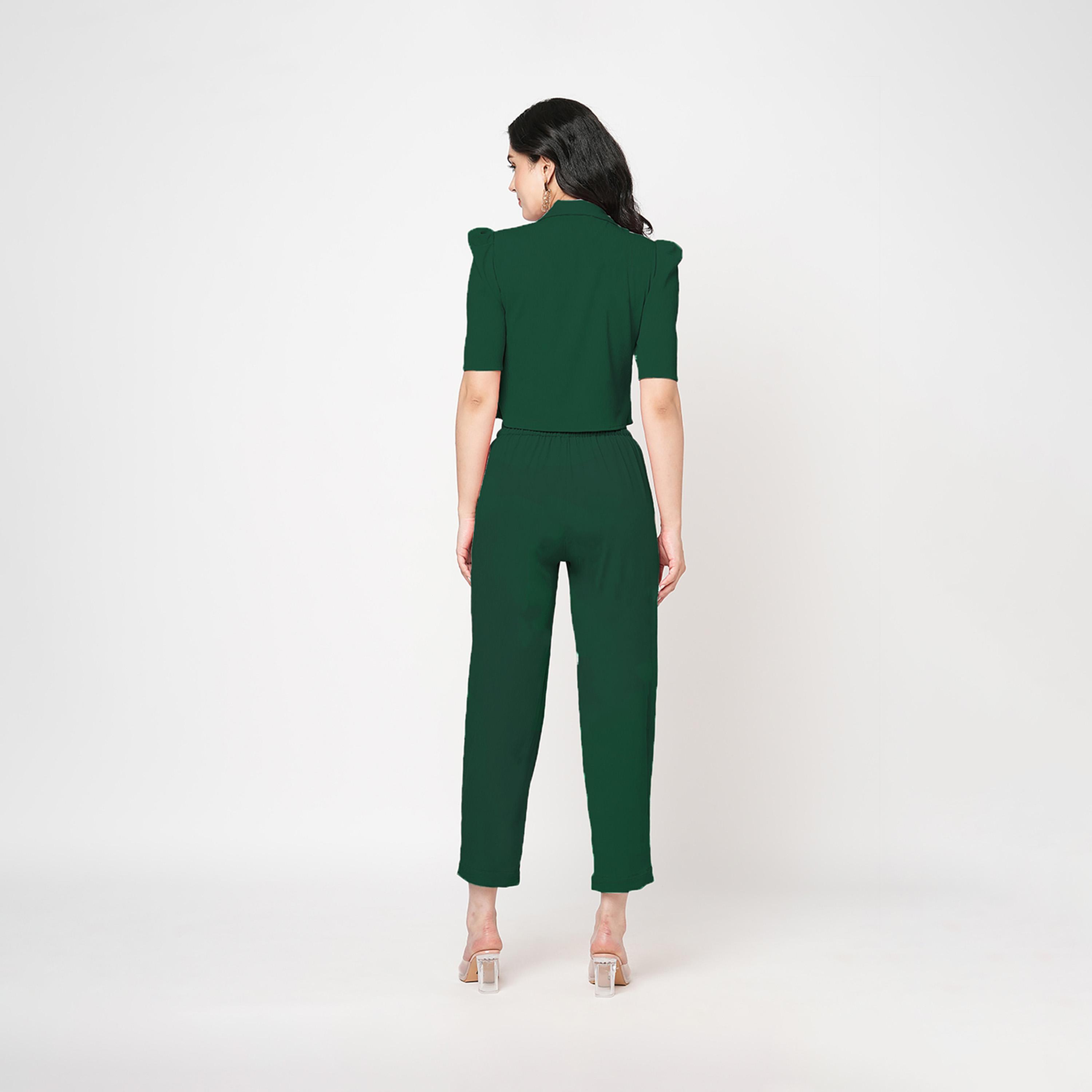 ميش × ستايلي - طقم باللون الأخضر مكون من بلوزة بتصميم بليزر وبنطلون بقصّة مستقيمة-women-clothing-coordsets-image-4