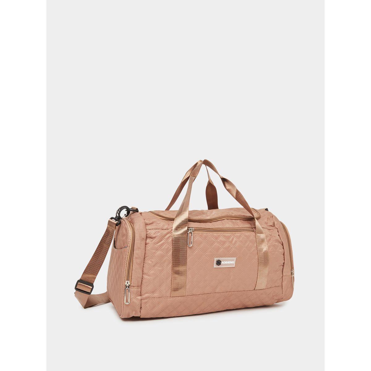 Styli Quilted Gym Bag with External Zip Pockets-women-bagsandwallets-handbags-image-1